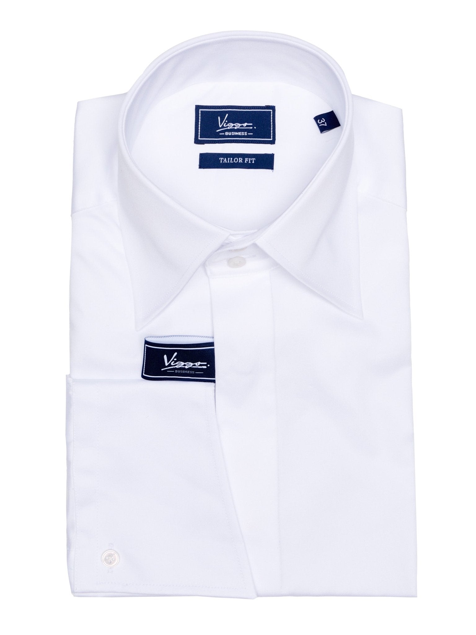 Camasa alba, manseta inclinata cu nasture sau butoni - Viggo