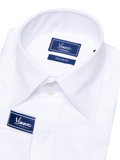 White shirt, slanted cuff with button or cuffs