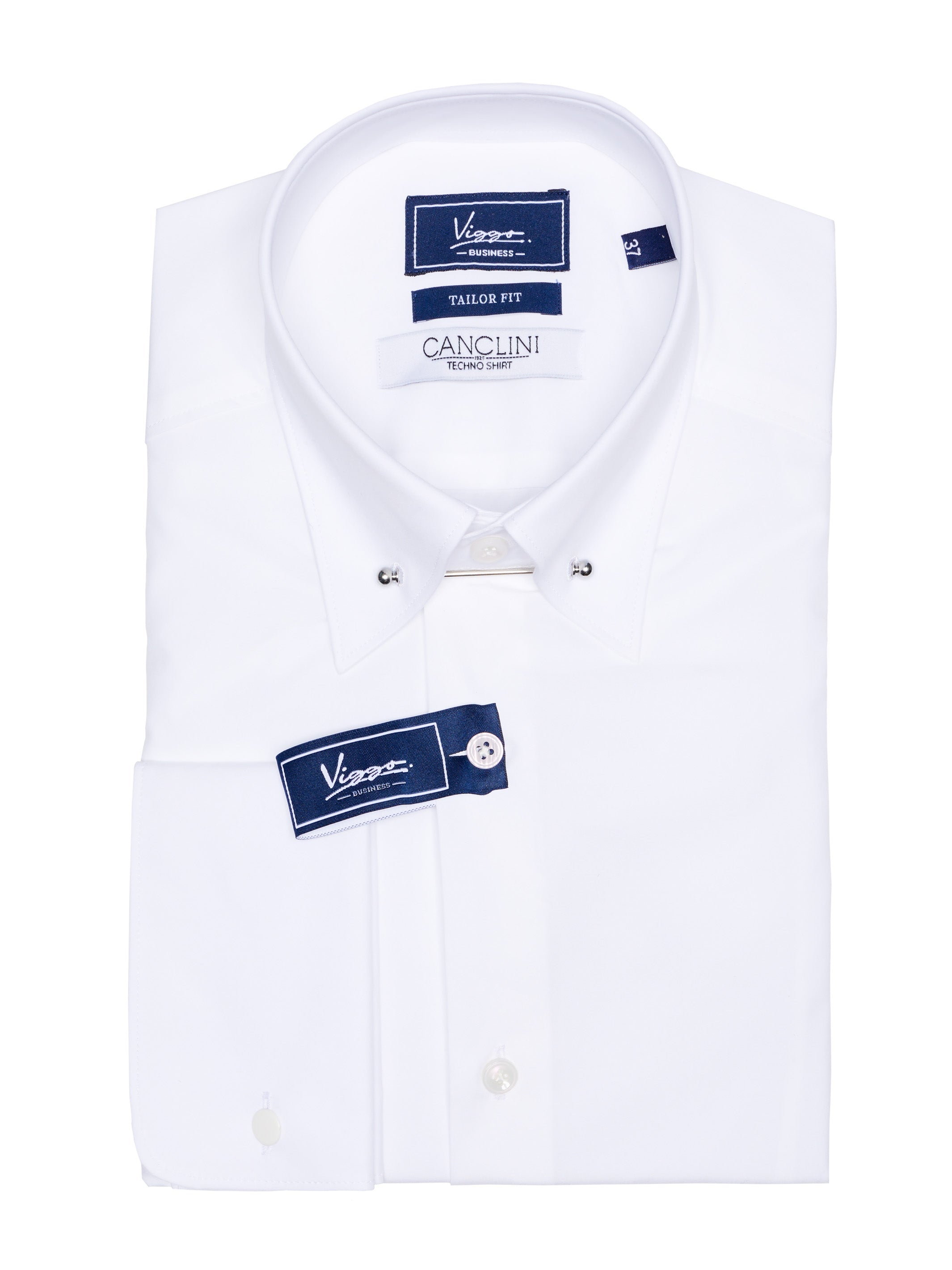 Business shirt with pin, button cuffs