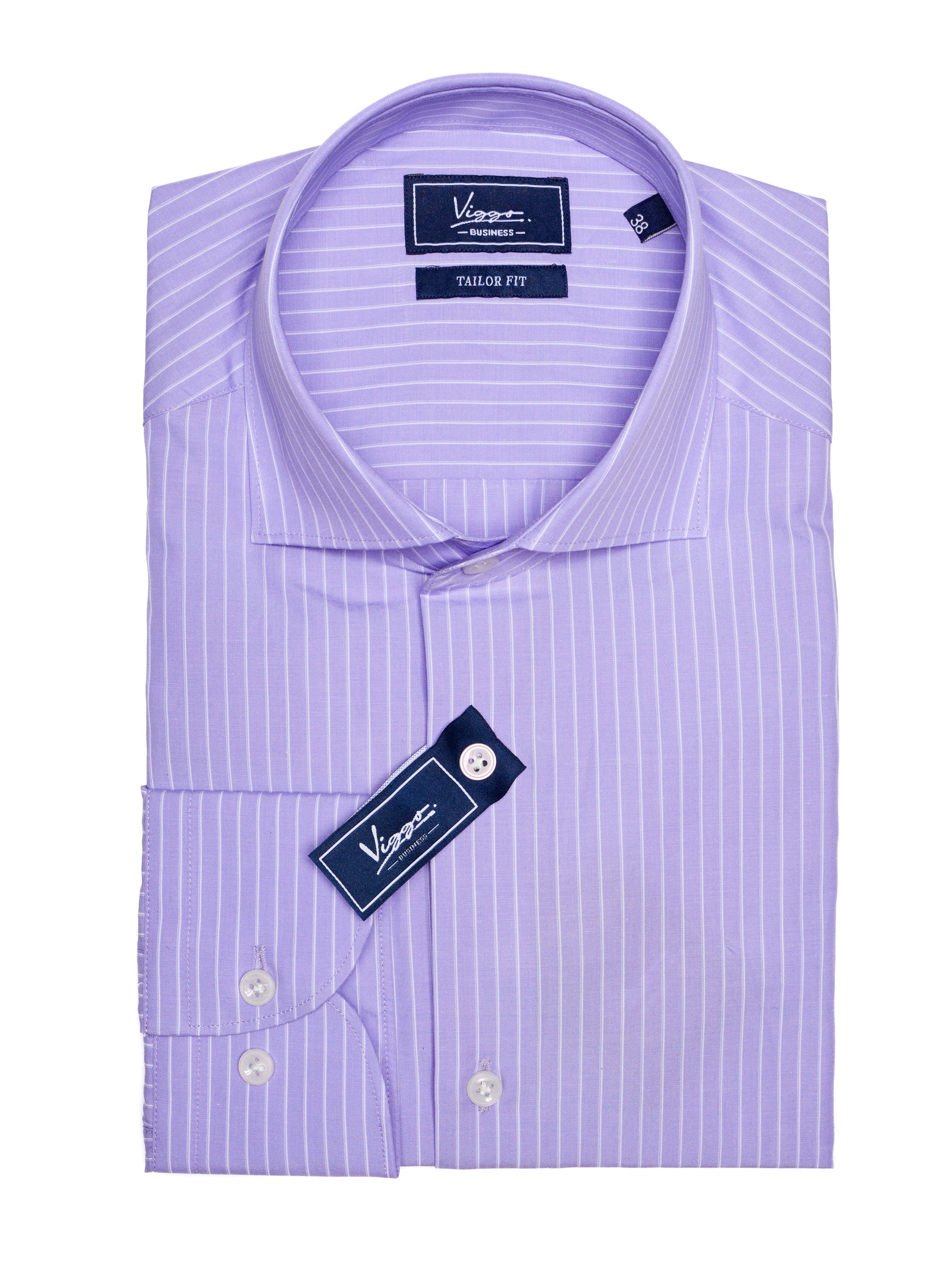 Lilac shirt with white stripes