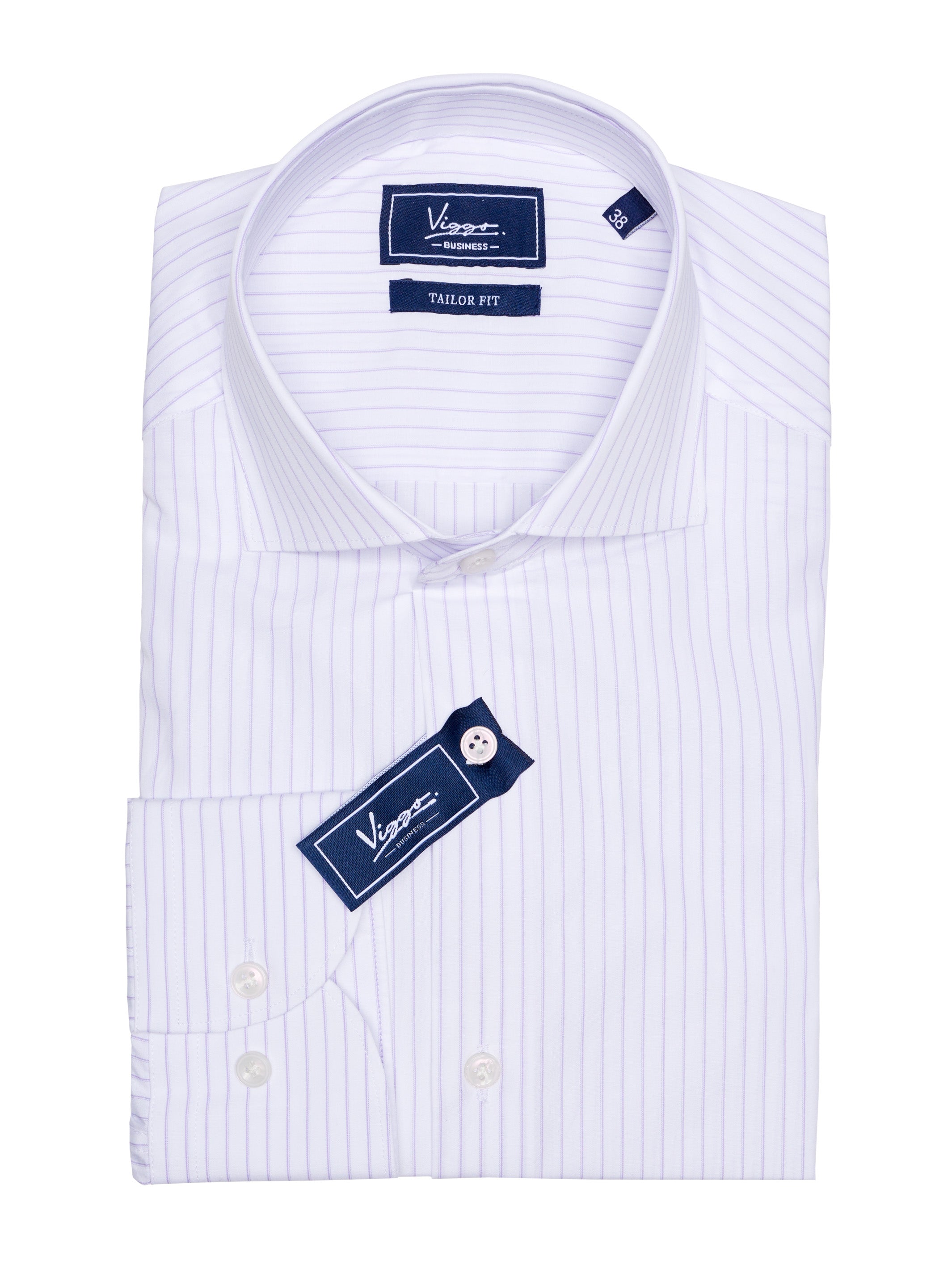 White shirt with lilac stripes