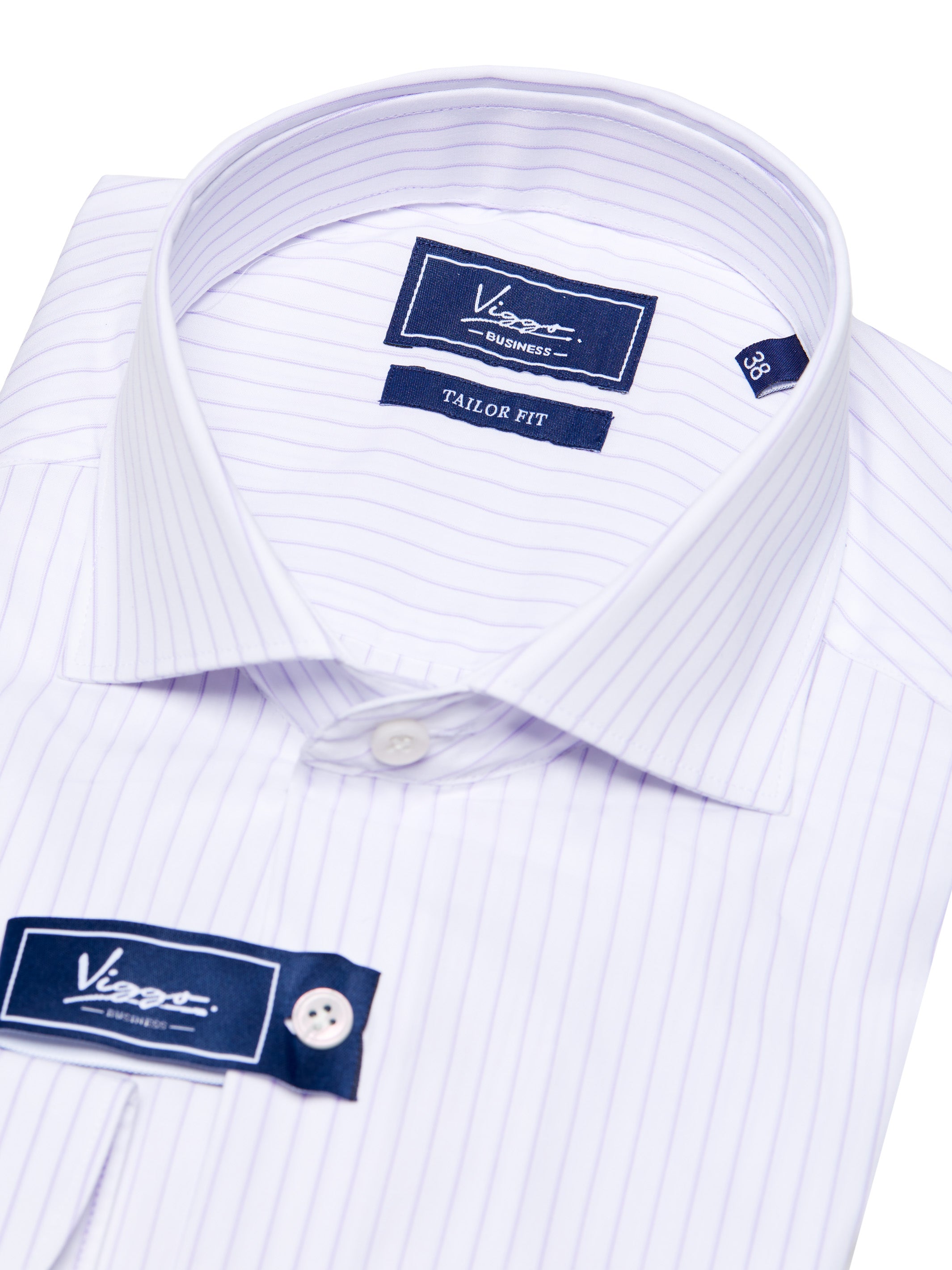 White shirt with lilac stripes