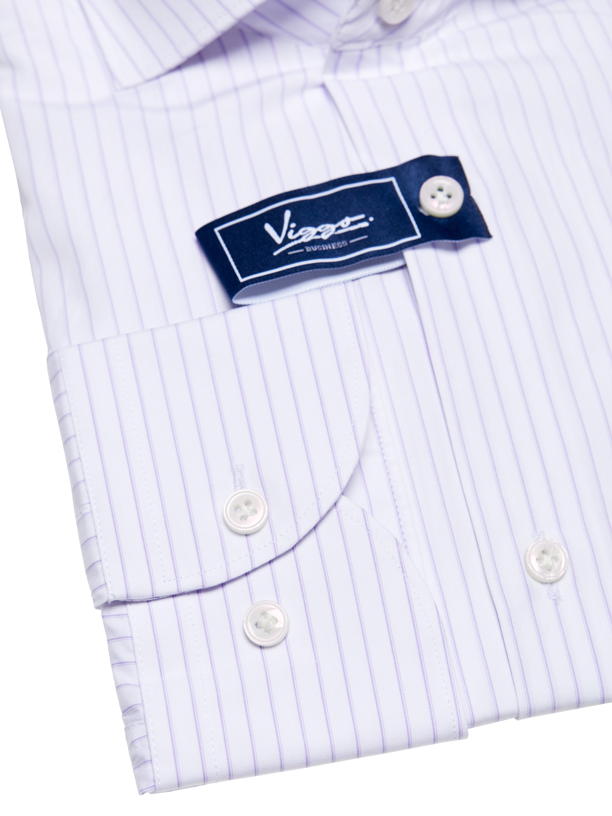 White shirt with lilac stripes