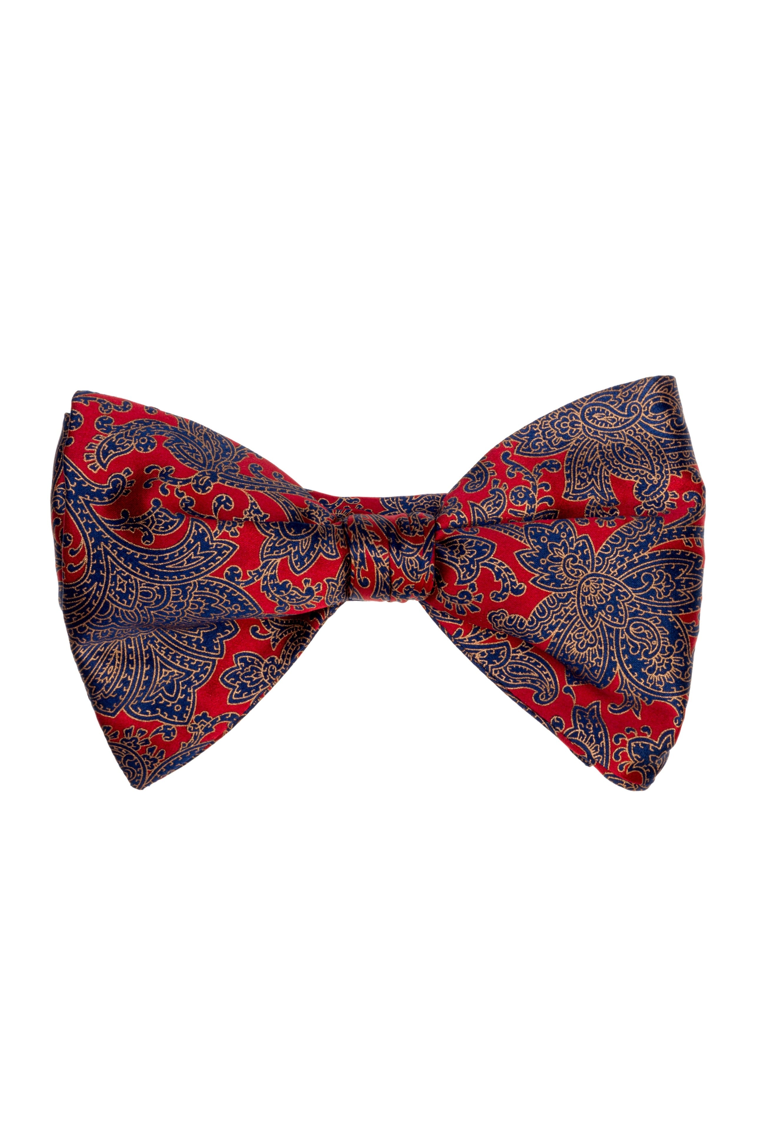 Roman Red Floral Bow-Tie - Traditional Hand Print