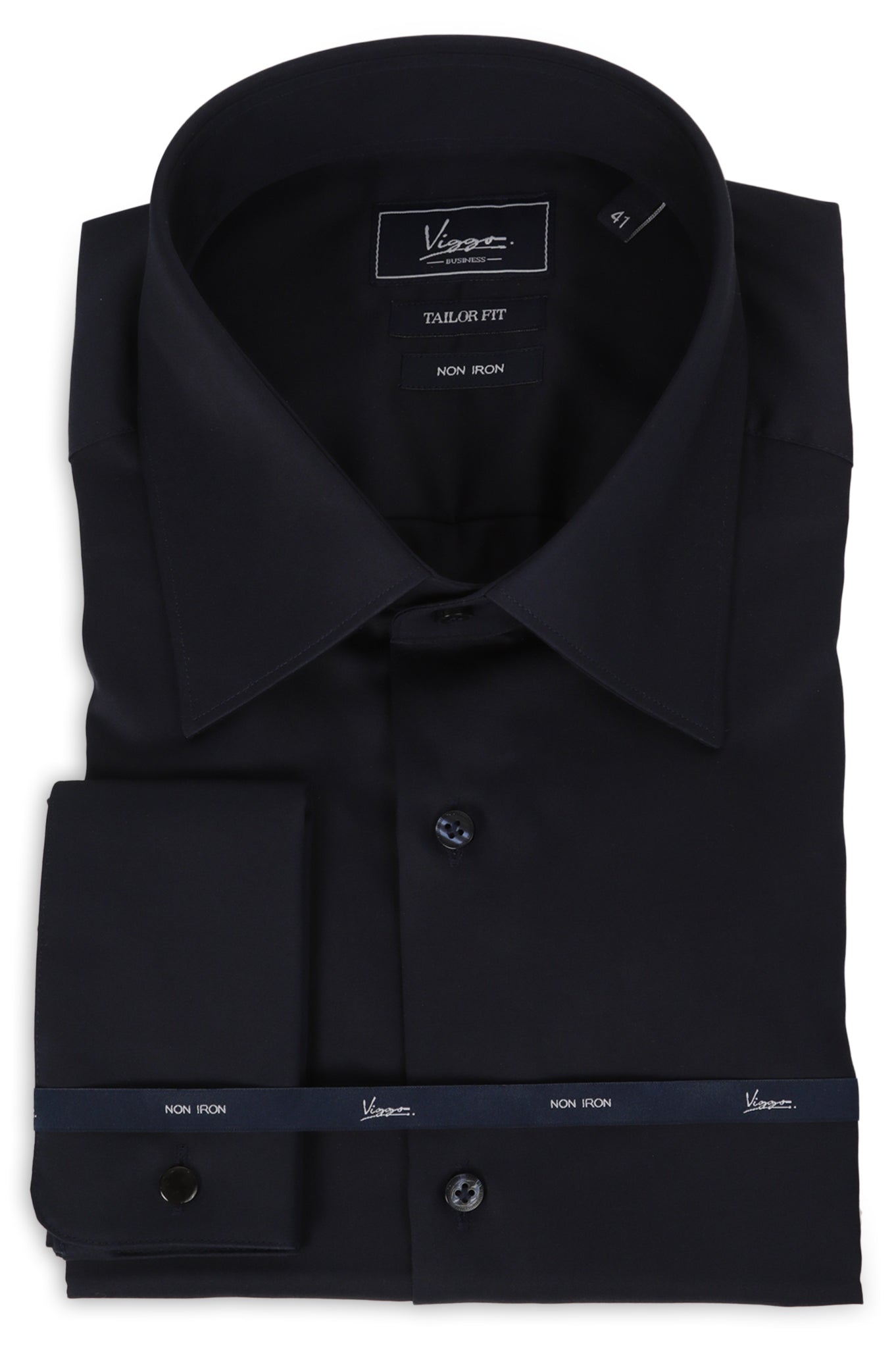 Navy non iron shirt, button cuff