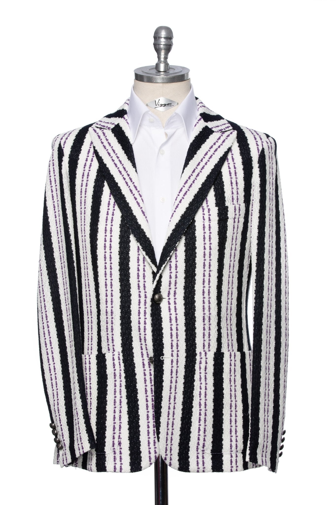 Sacou casual navy cu dungi, slim fit - Viggo