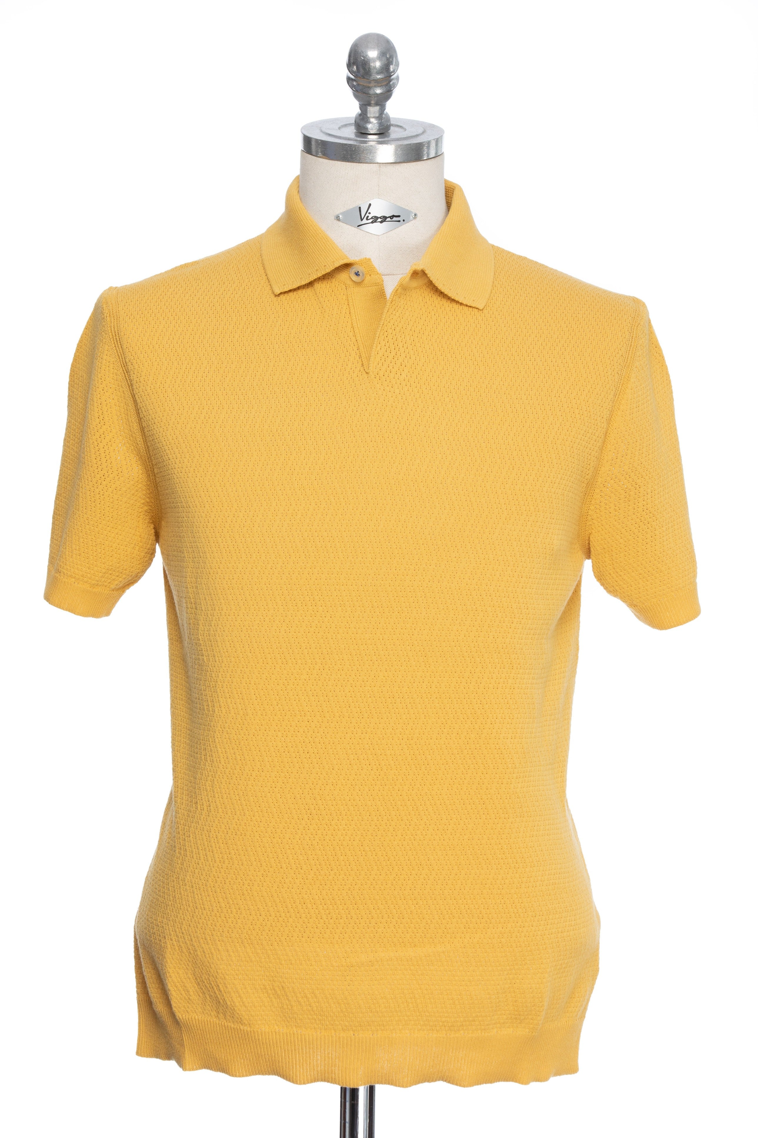 Yellow Casual T-Shirt With Polo Collar