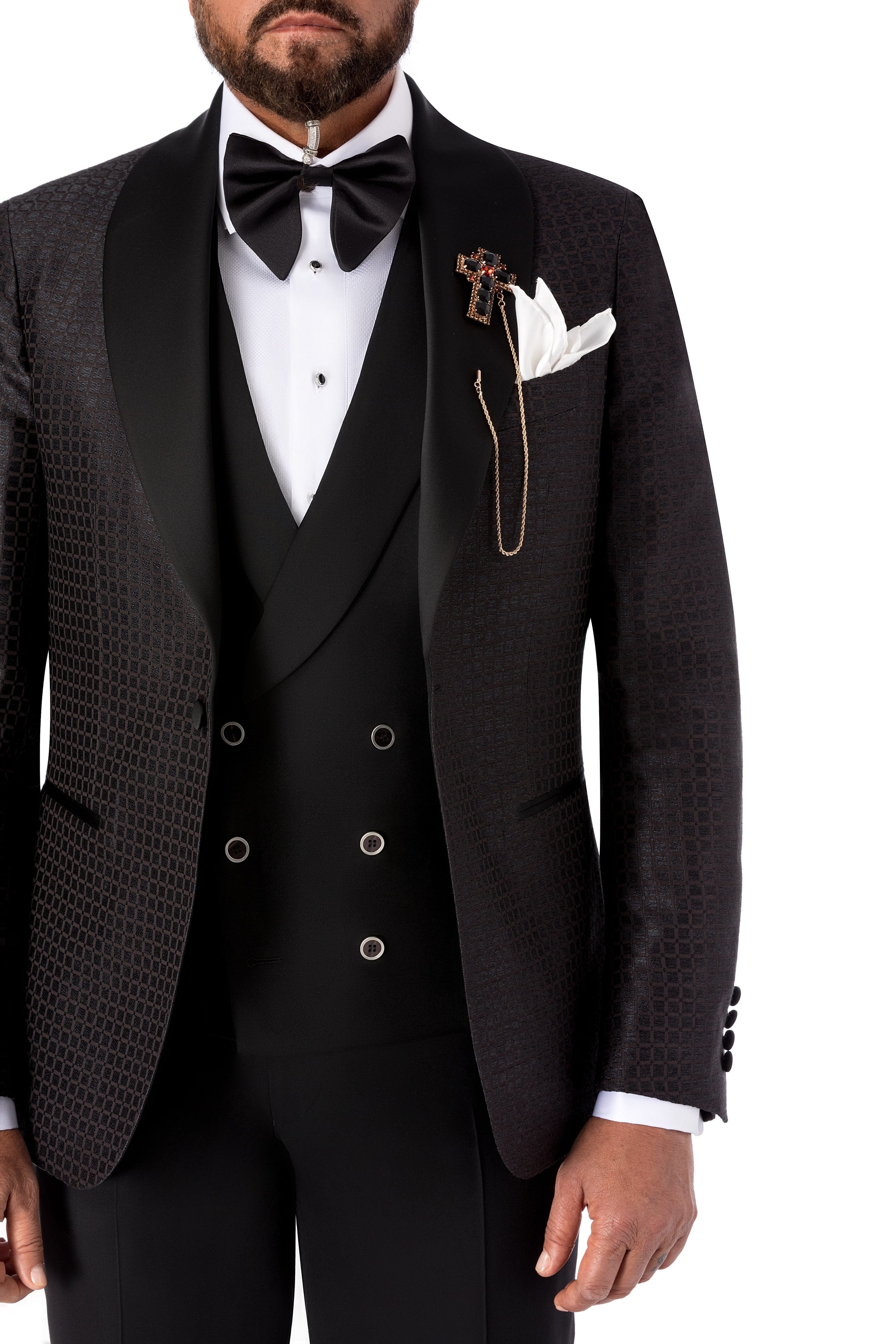 Black silk tuxedo jacket