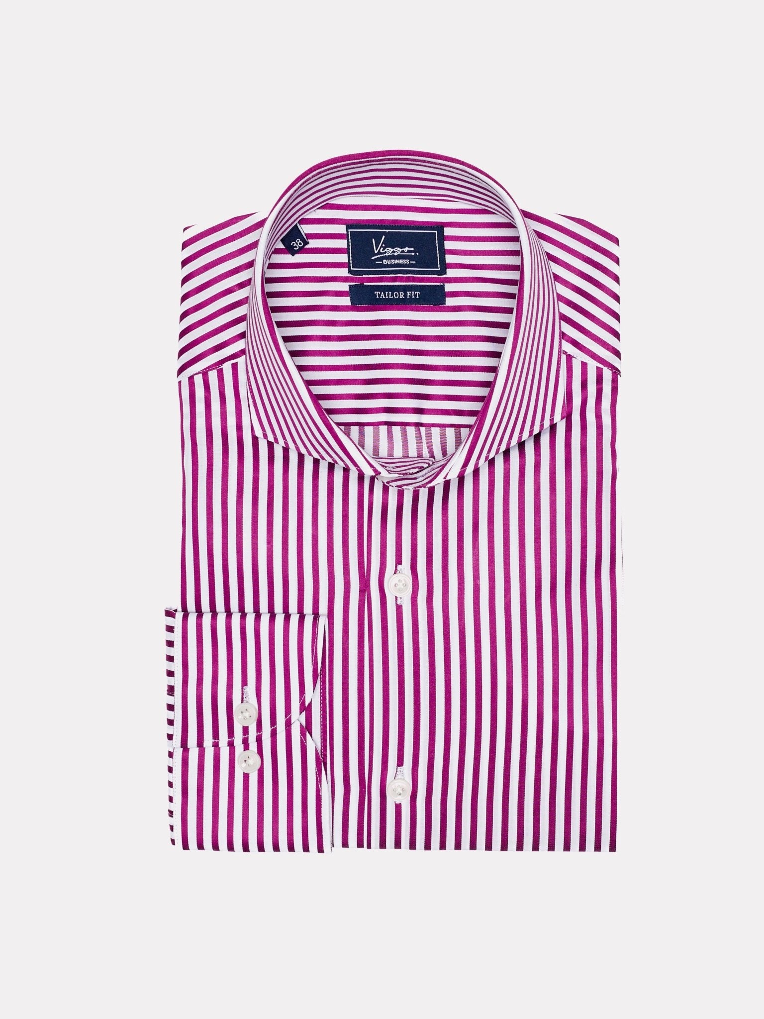 Camasa royal bio alba cu dungi fuchsia - Viggo