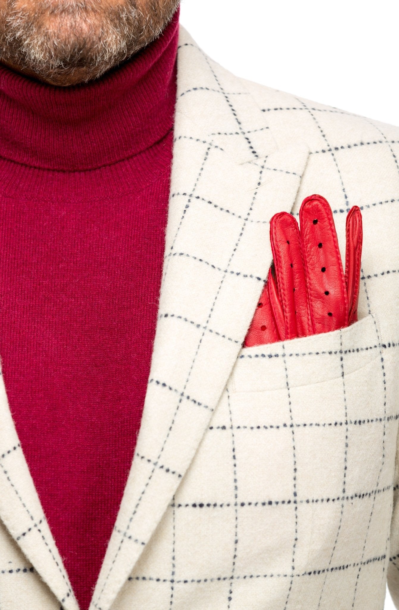 Sacou alb in carouri albastre, slim fit - Viggo