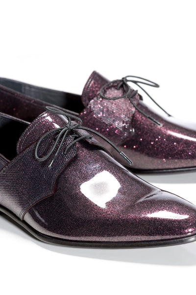 Pantofi Bordo Smoking Glitter