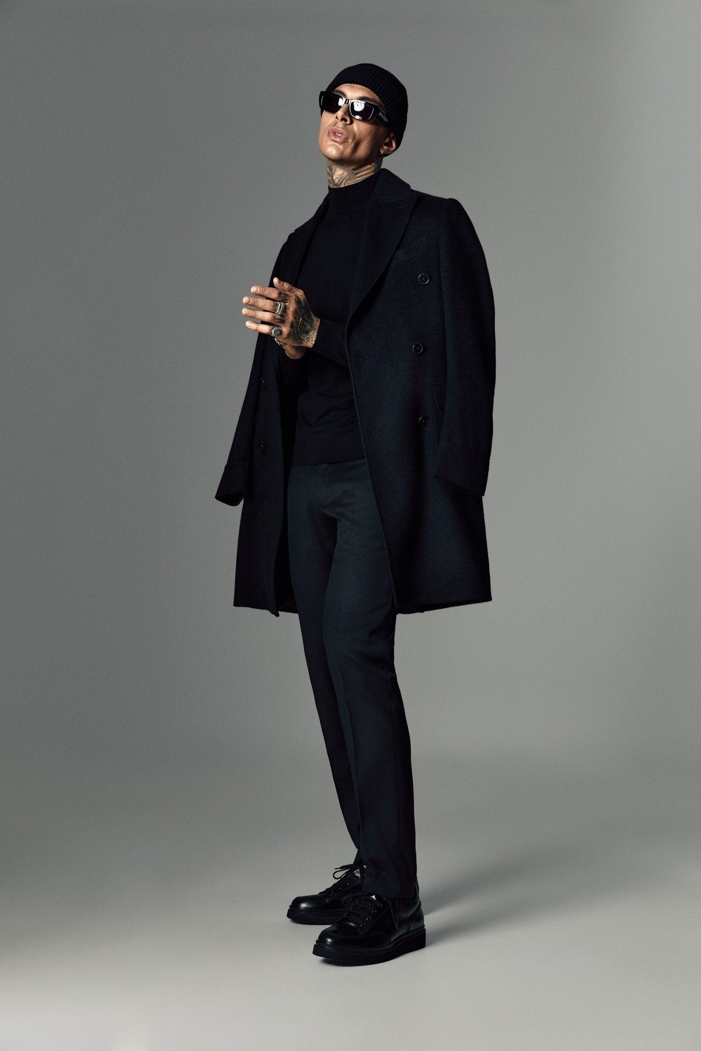 Palton negru din par de camila - Viggo