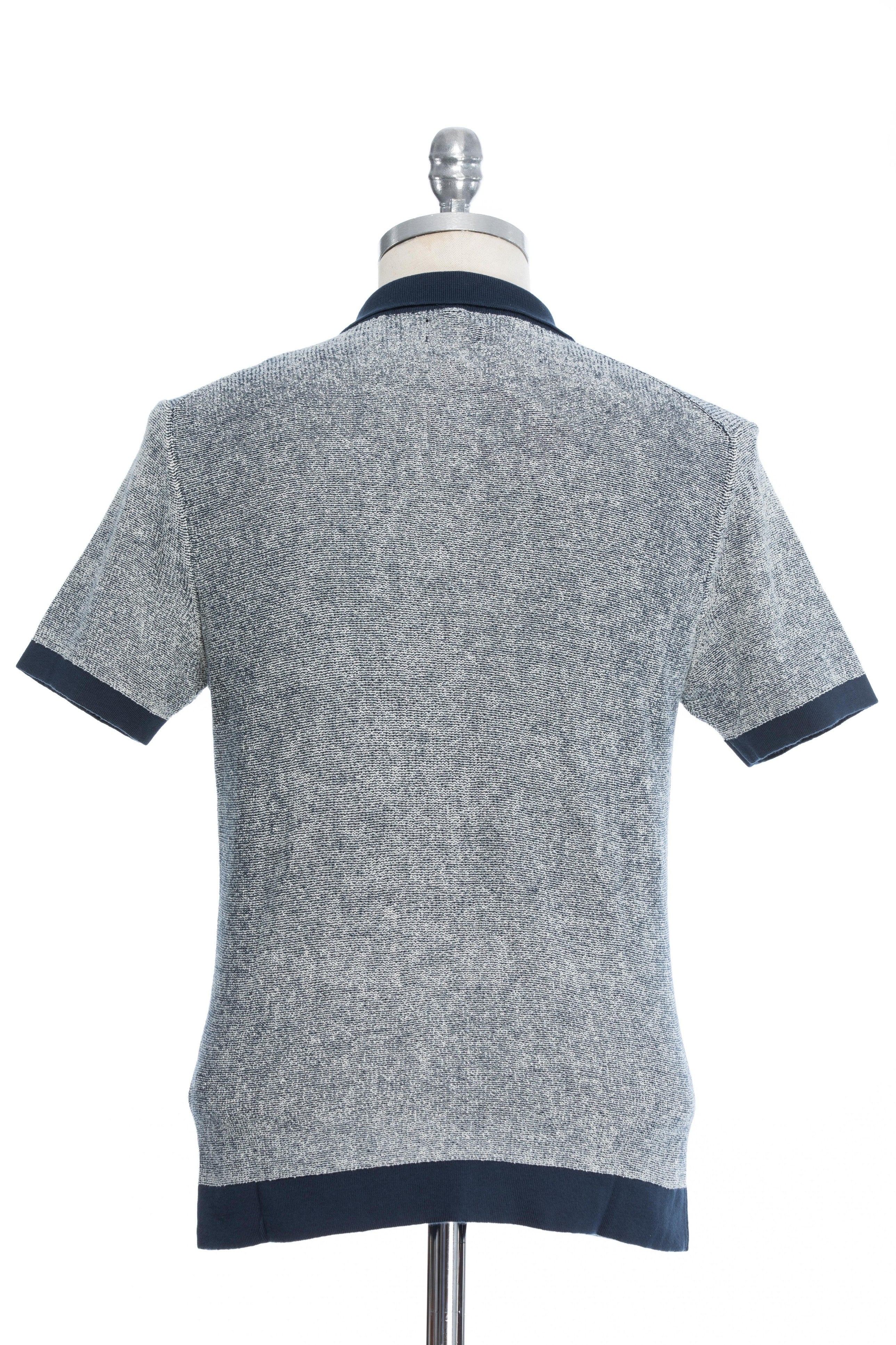 Tricou casual bleumarin pepit cu alb si guler polo