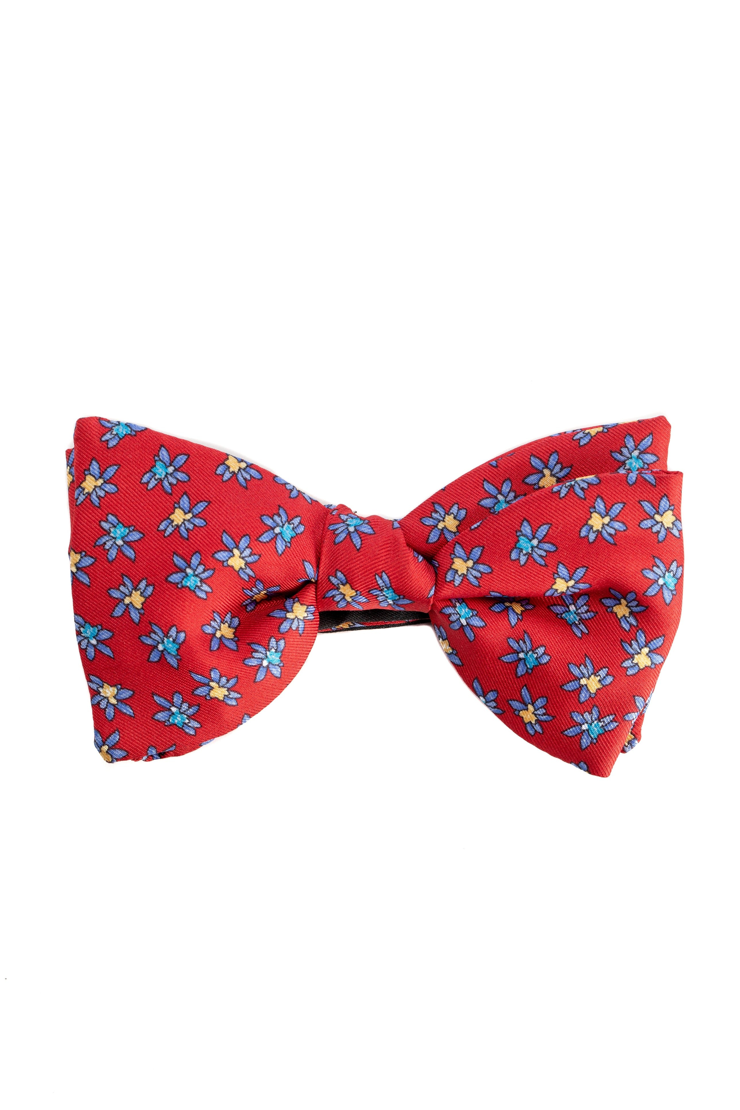 Red Bow Tie With Blue Flowers