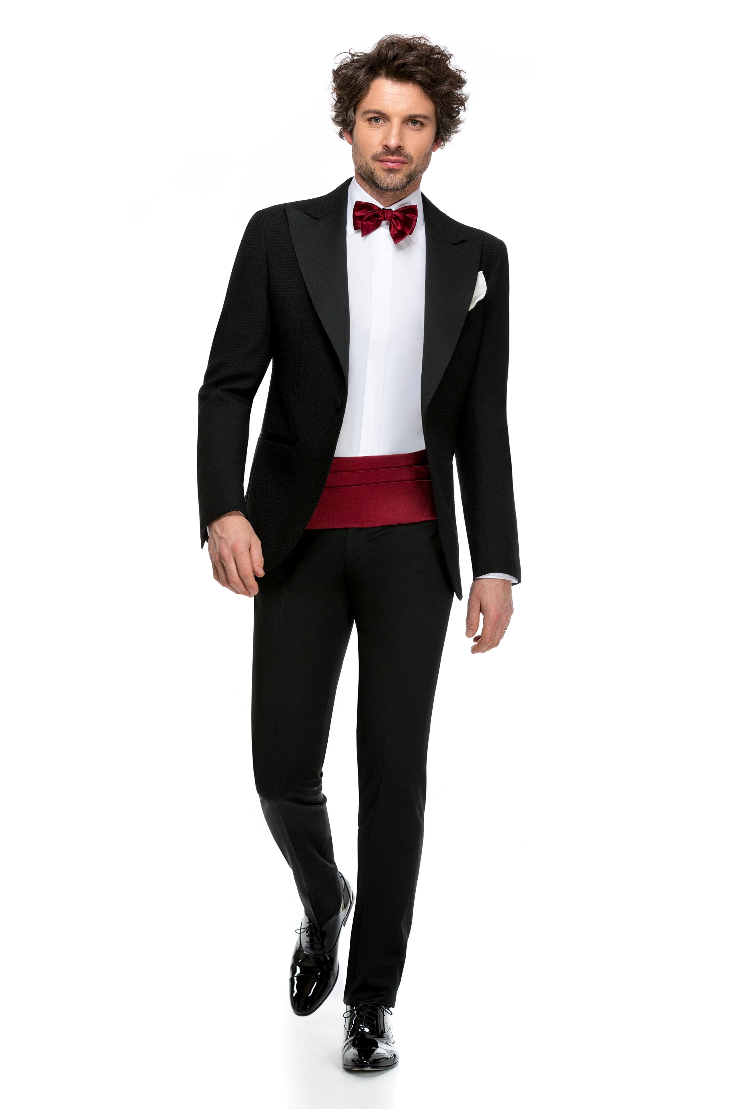 Black tie textured tuxedo jacket