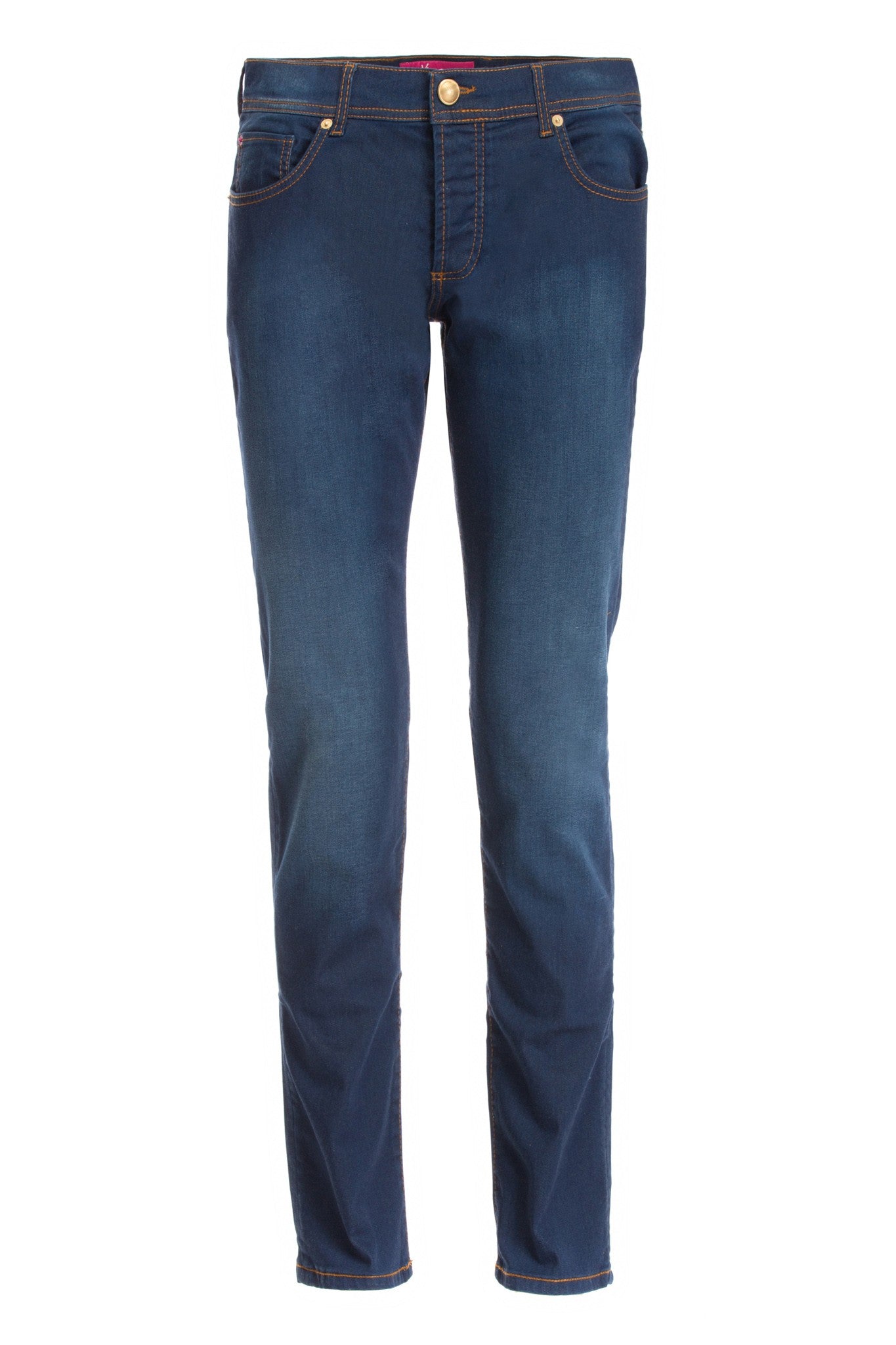 Punto marrone jeans blu prelavato