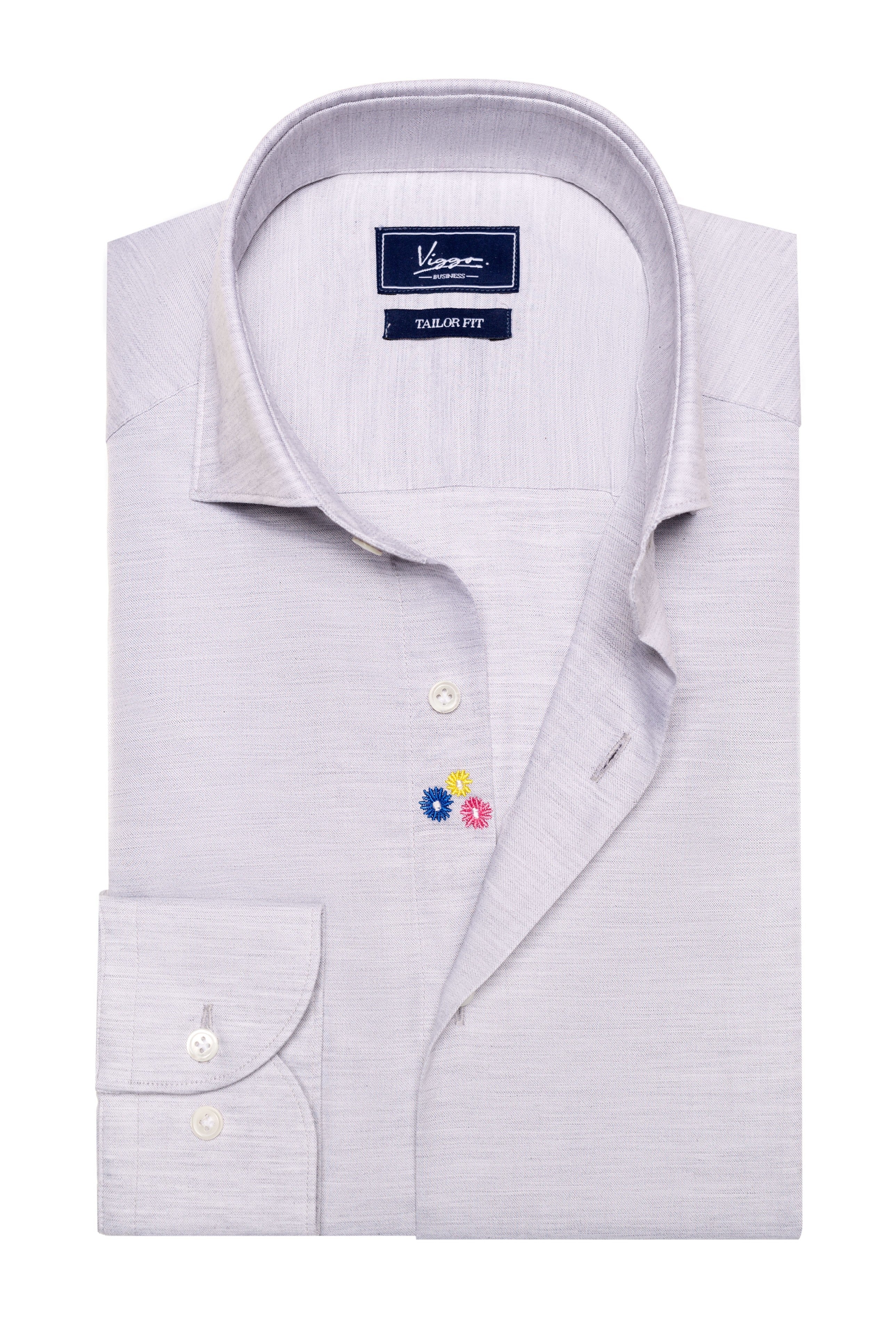 Gray Shirt With Multicolored Embroidery