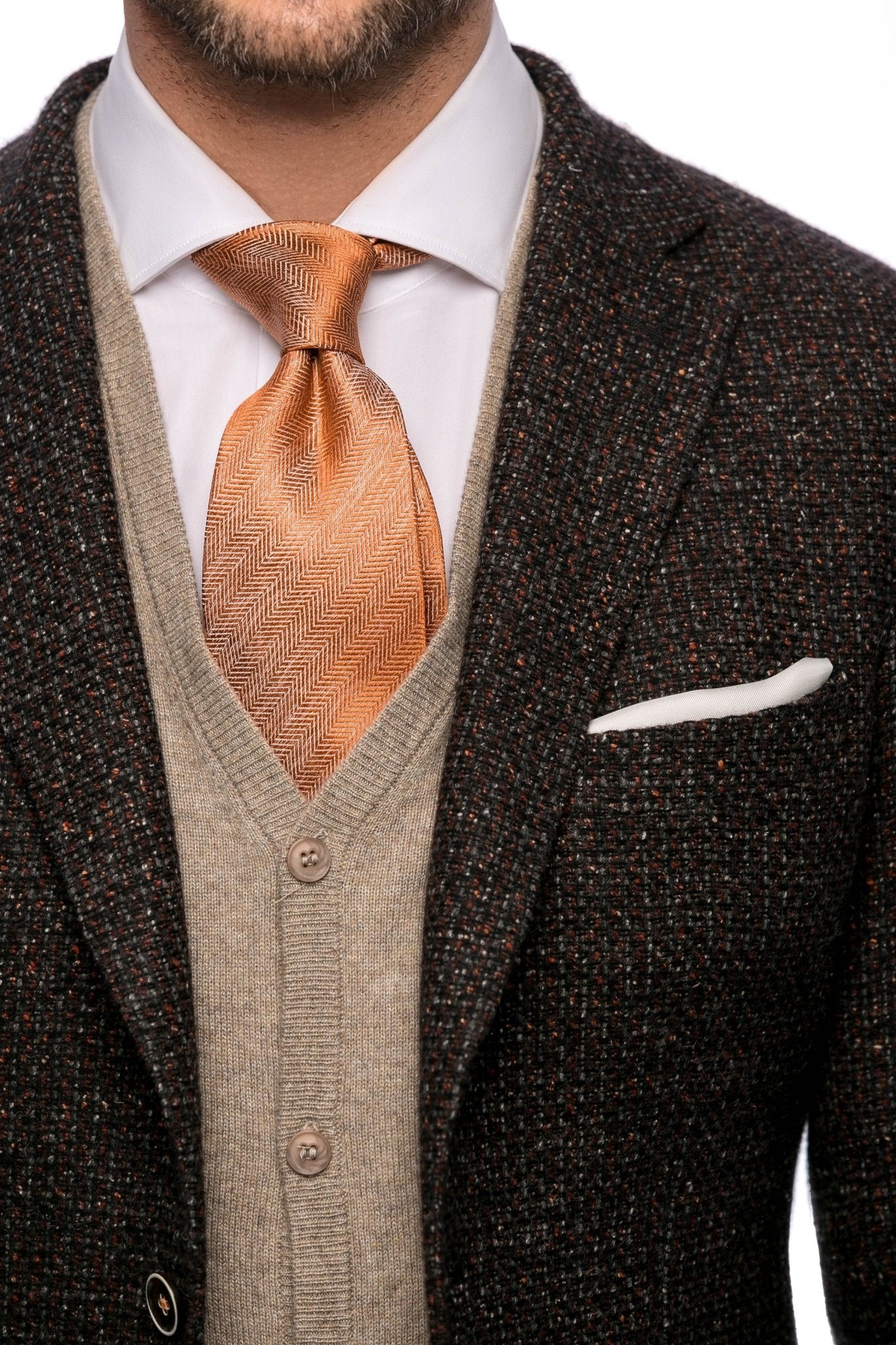 Sacou houndstooth maro, slim fit - Viggo