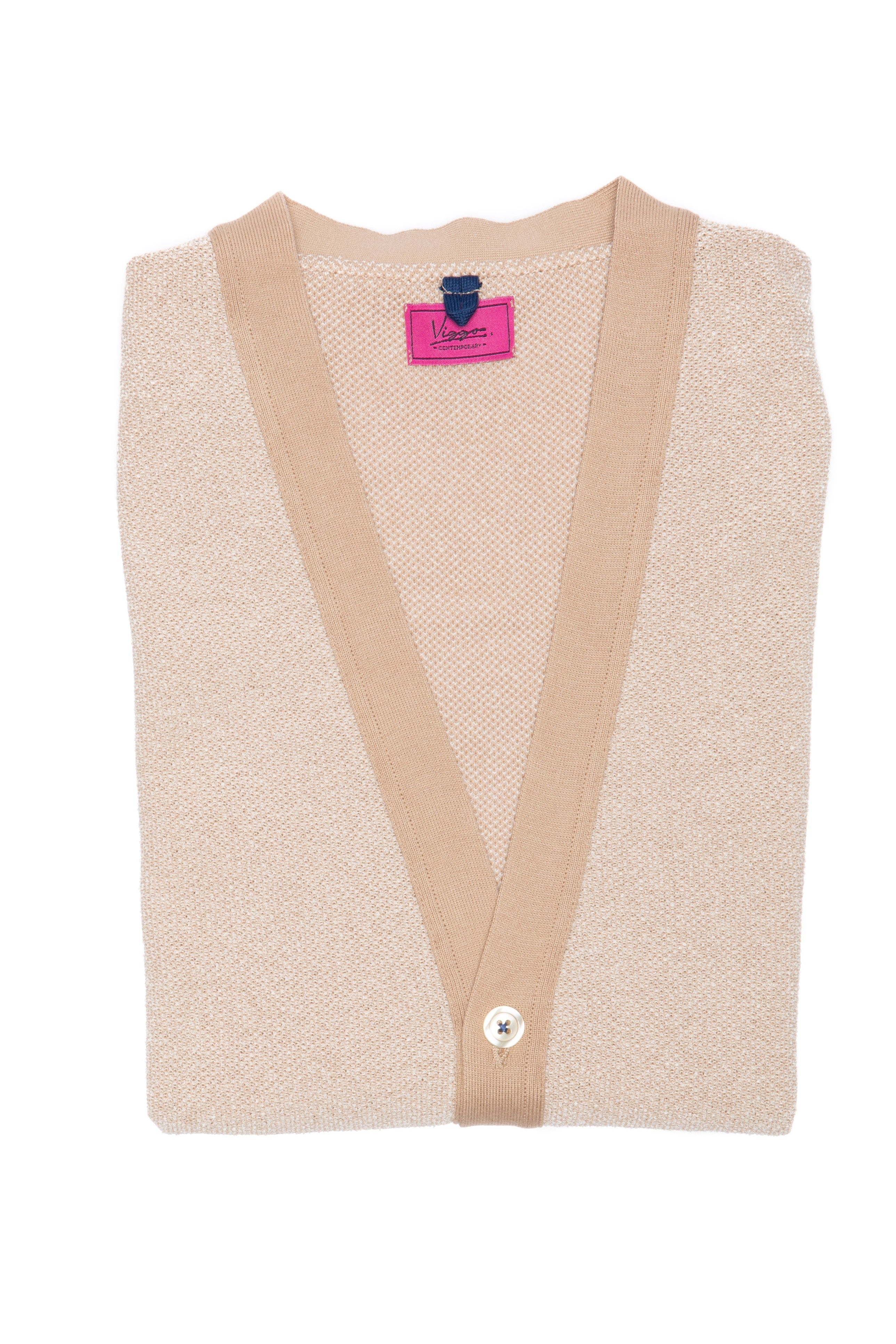 Beige Pepit Casual Vest Textured With Buttons