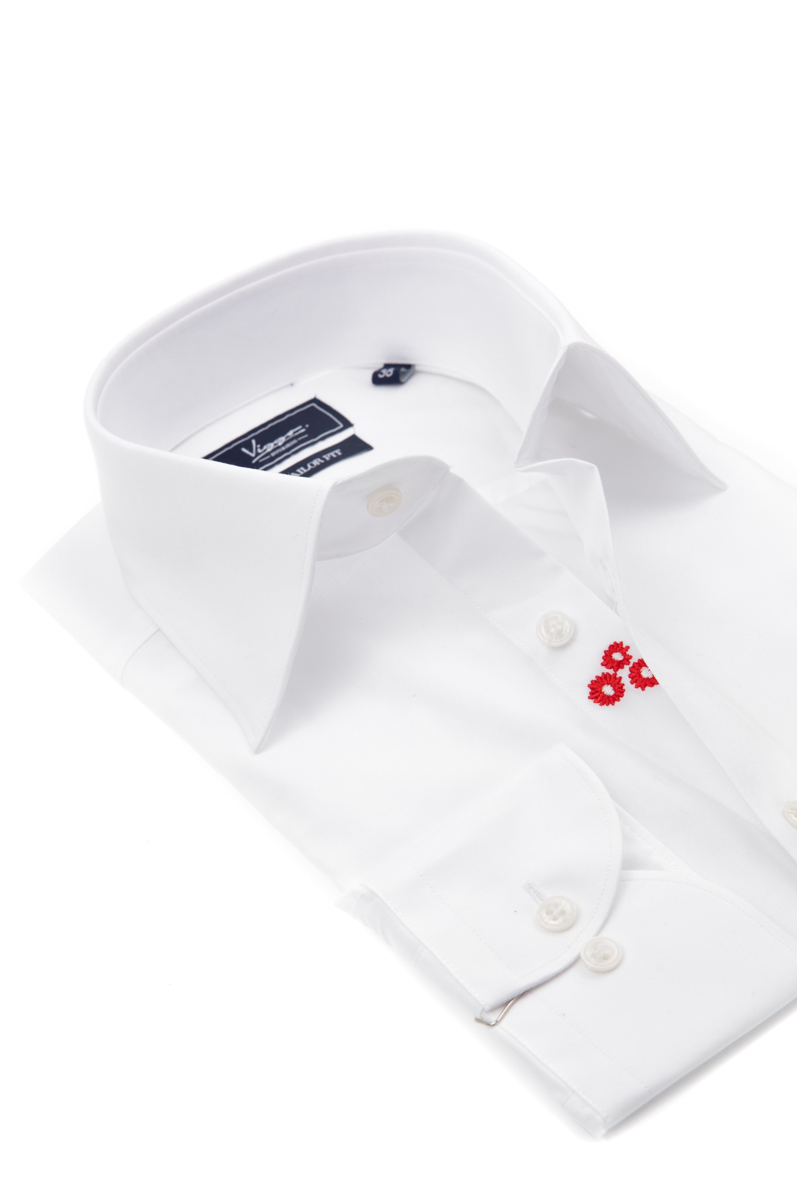 White shirt with red embroidery
