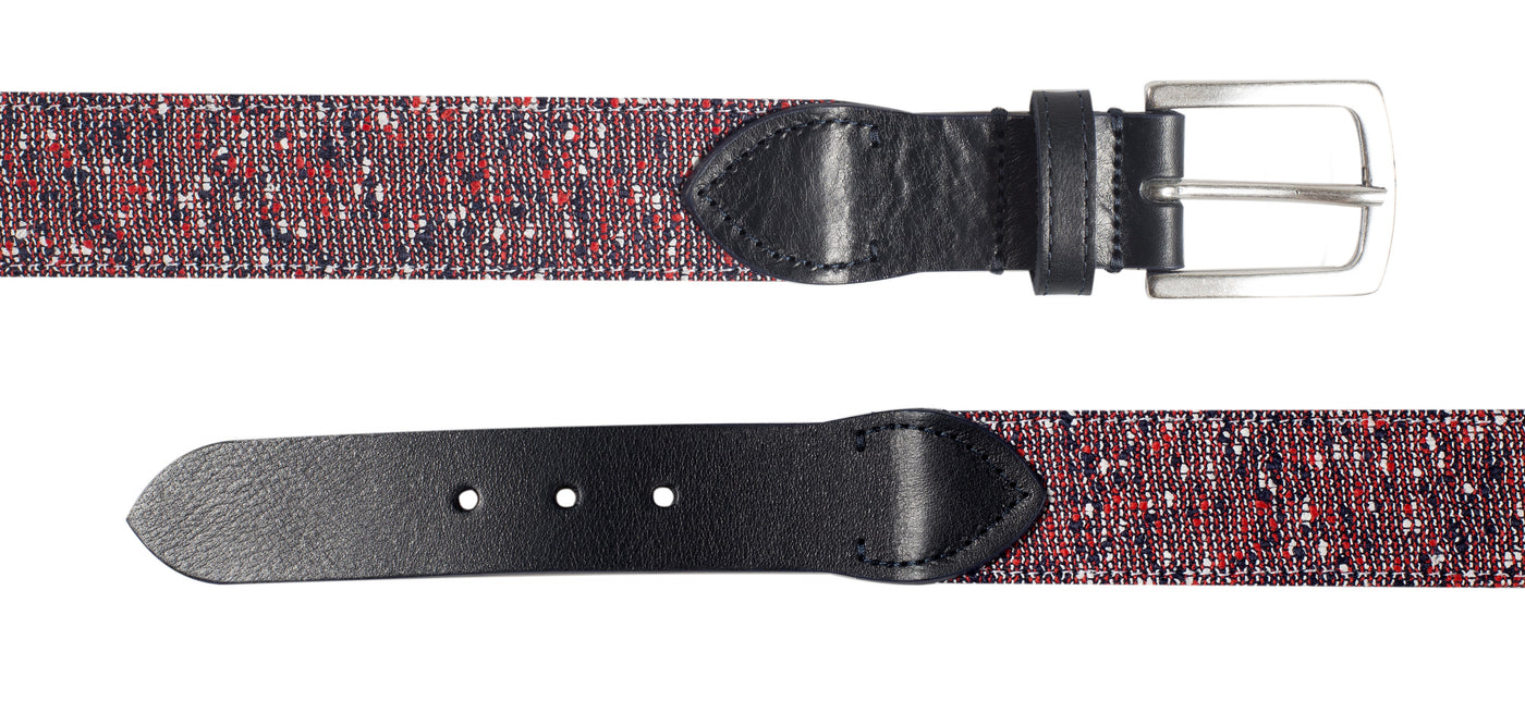 Navy Blue With Red Textured Belt