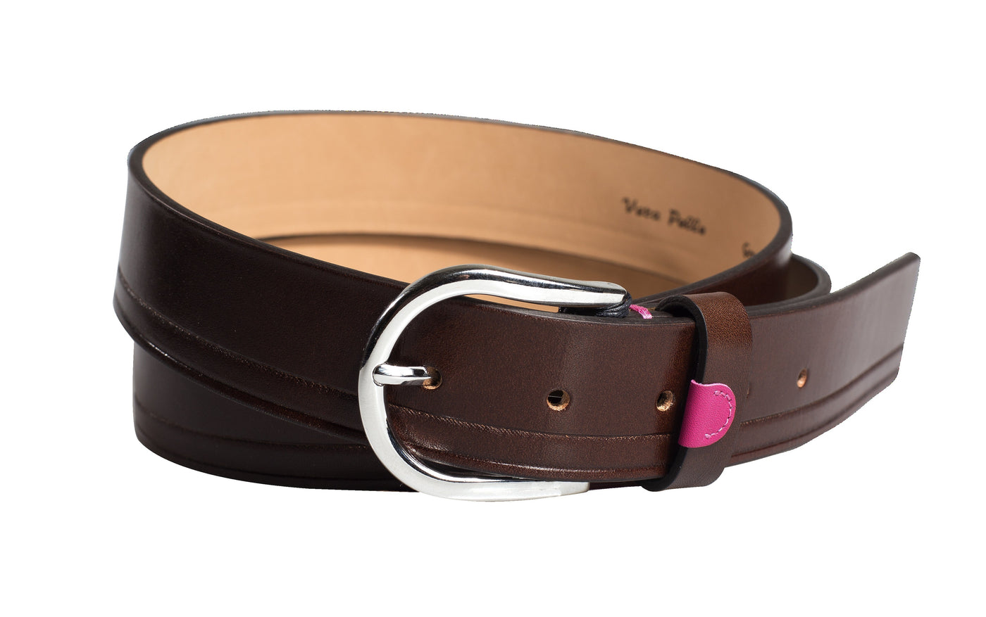 Brown Leather Belt Pink Detail