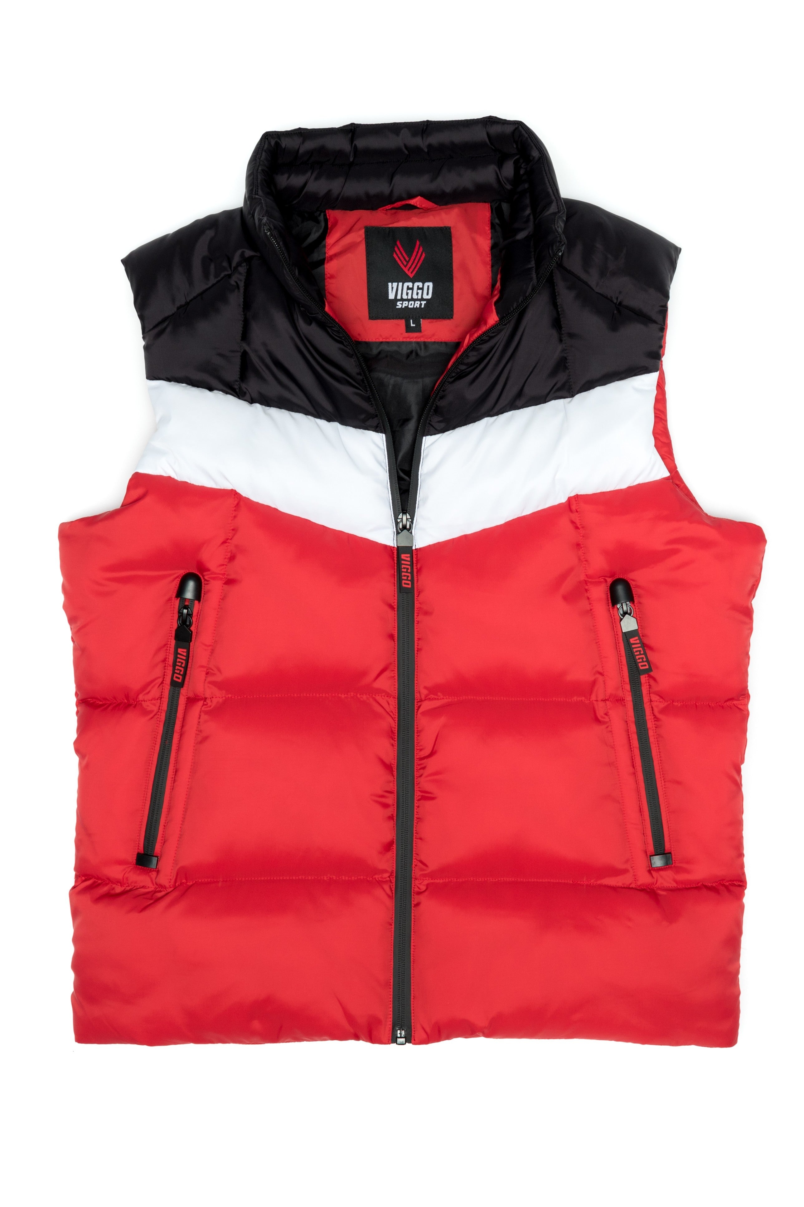 Gilet sportivo rosso con bianco e nero