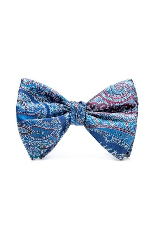 Venice Blue Bow Tie - Traditional Hand Print