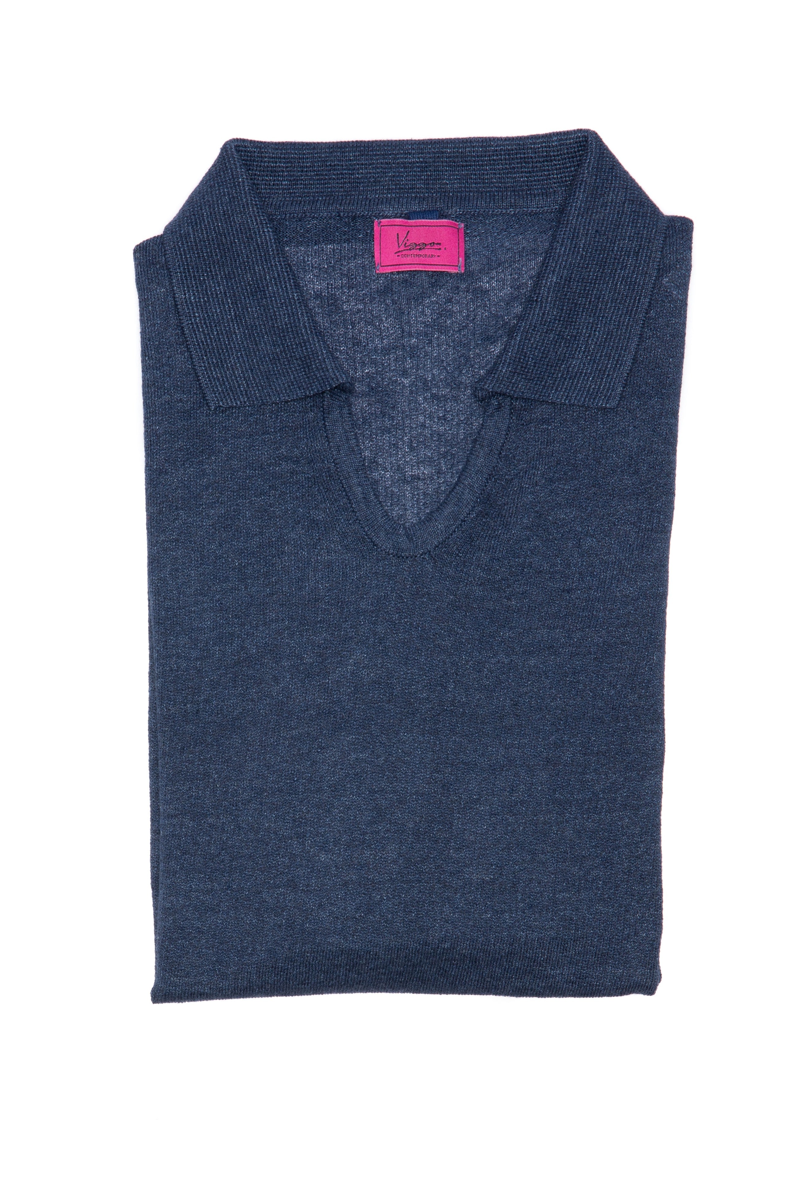 Navy blue casual t-shirt with polo collar