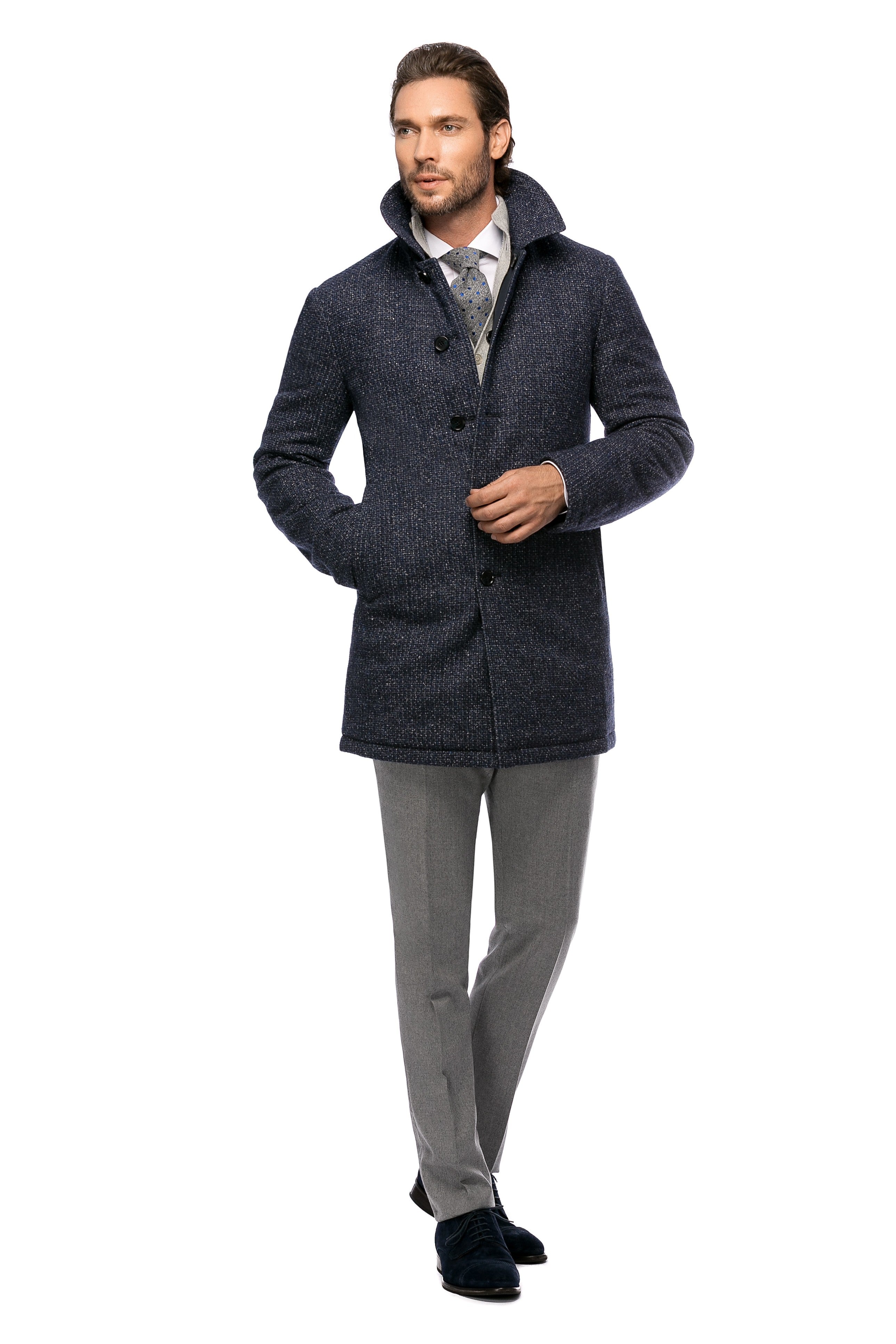 Navy Blue Double Front Coat