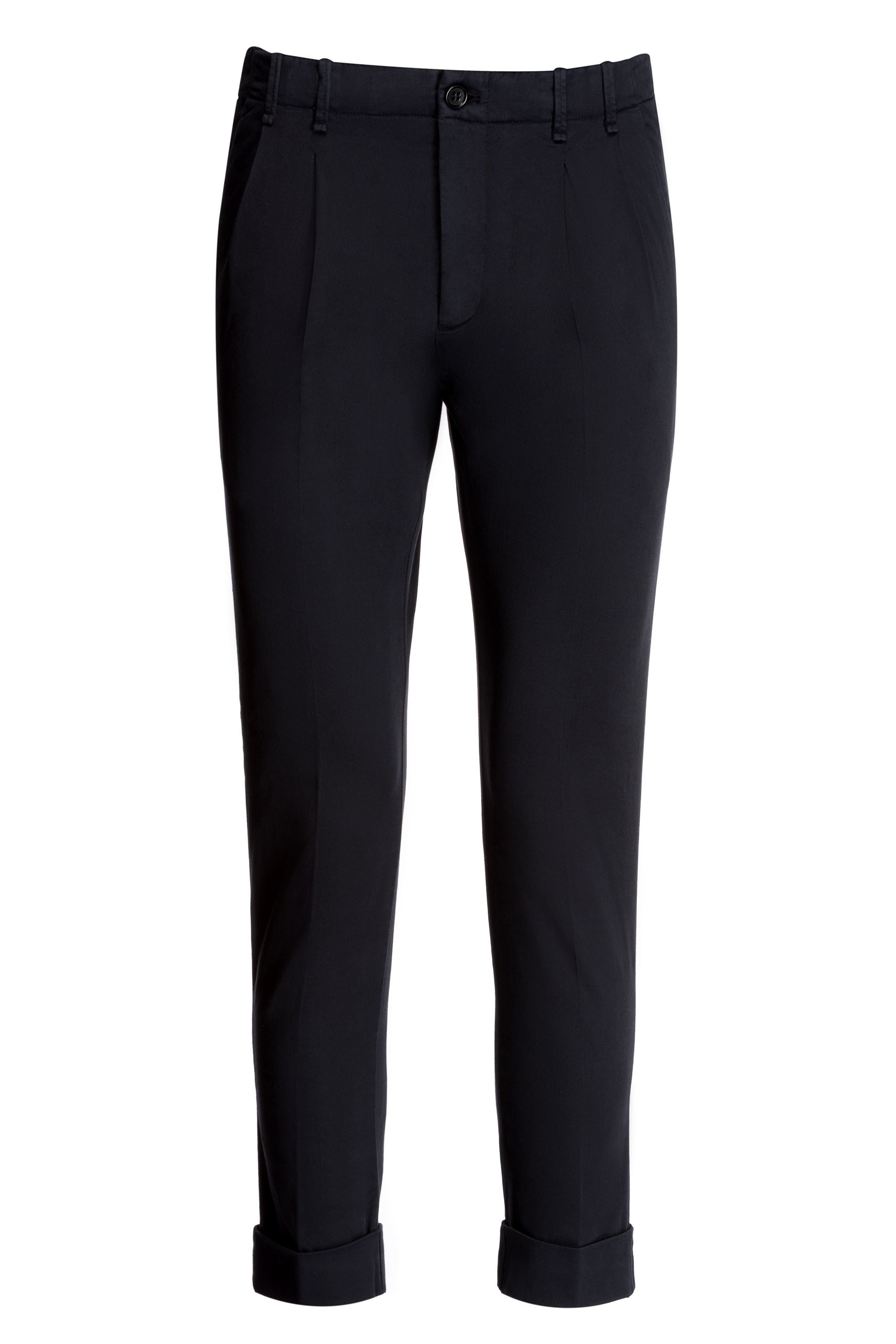 Pantaloni Blu Navy Con Pieghe