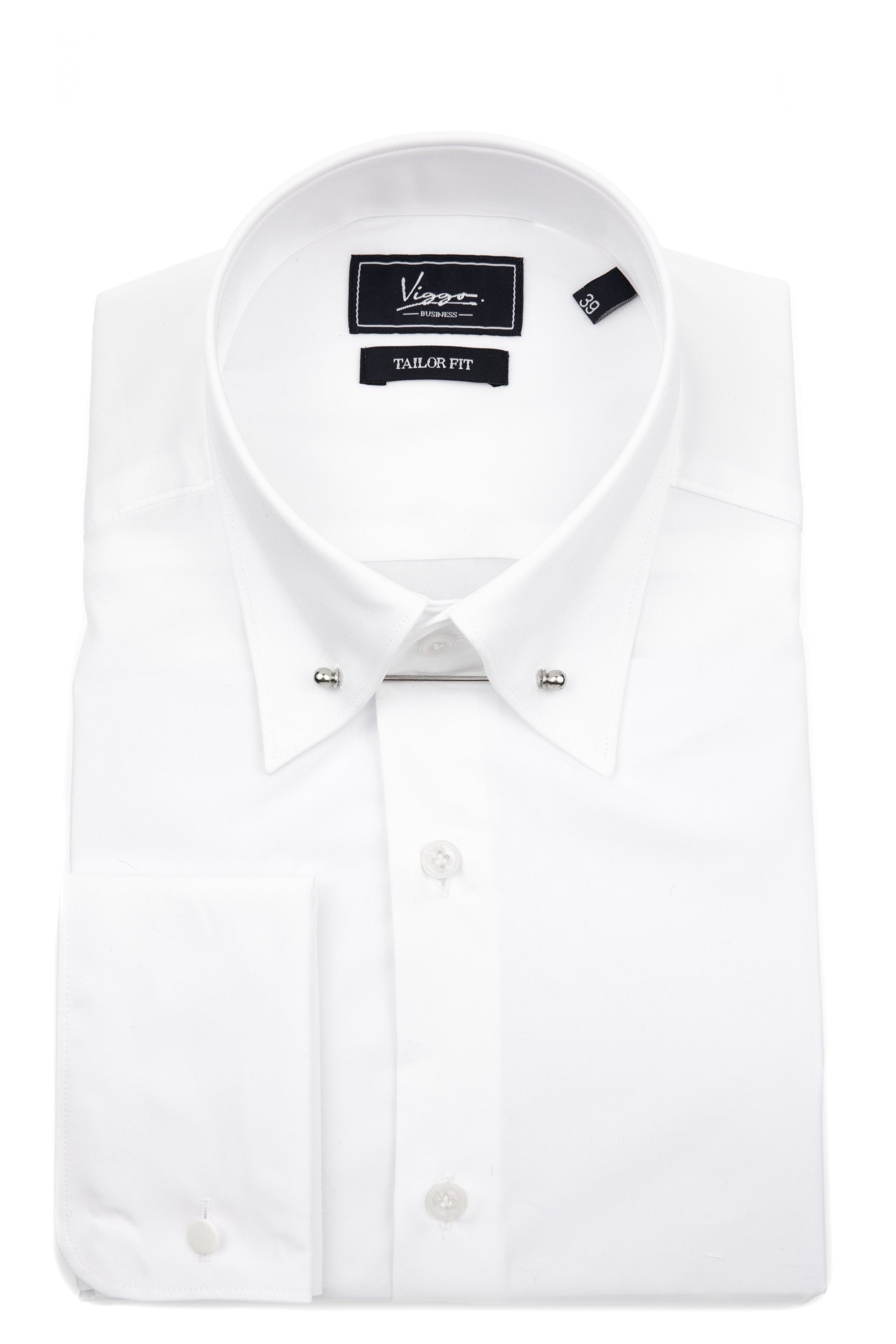 White business shirt with pin, button cuff