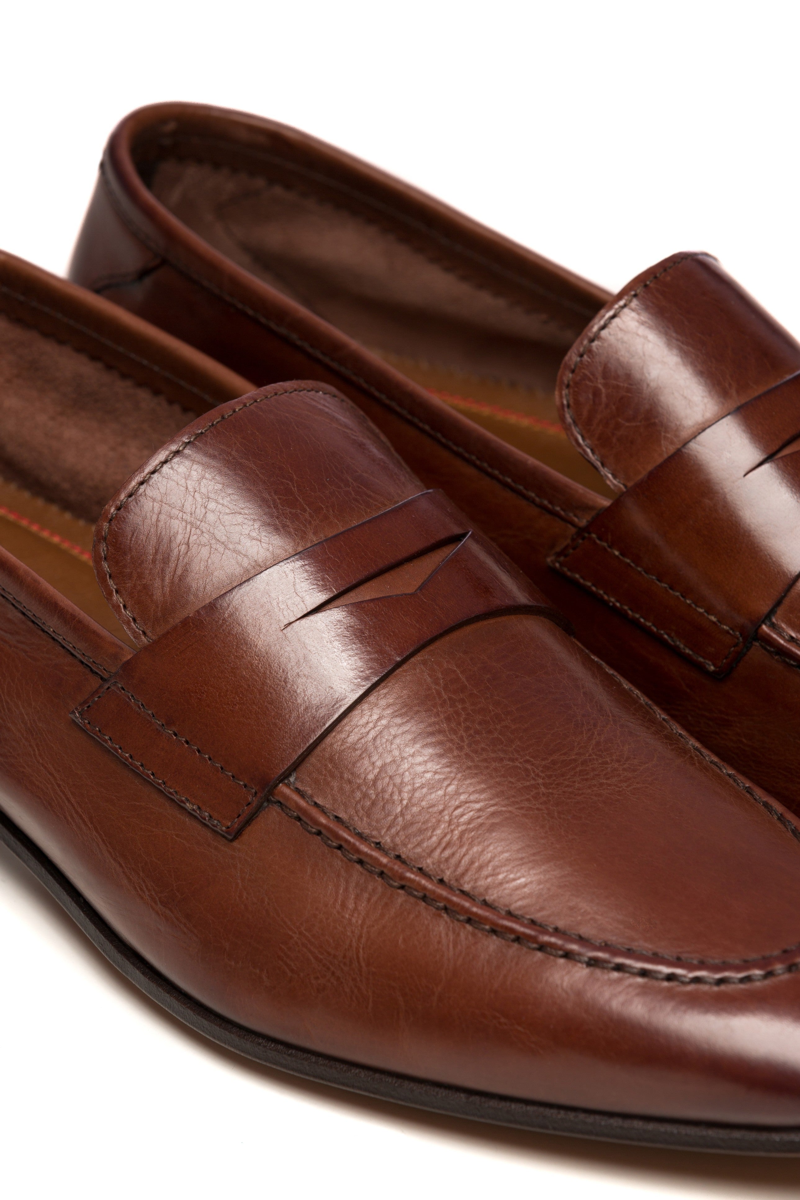 Brown natural leather moccasins