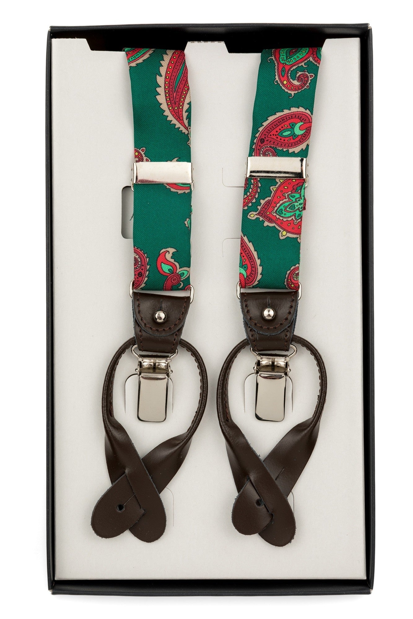 Green Braces With Paisley Pattern