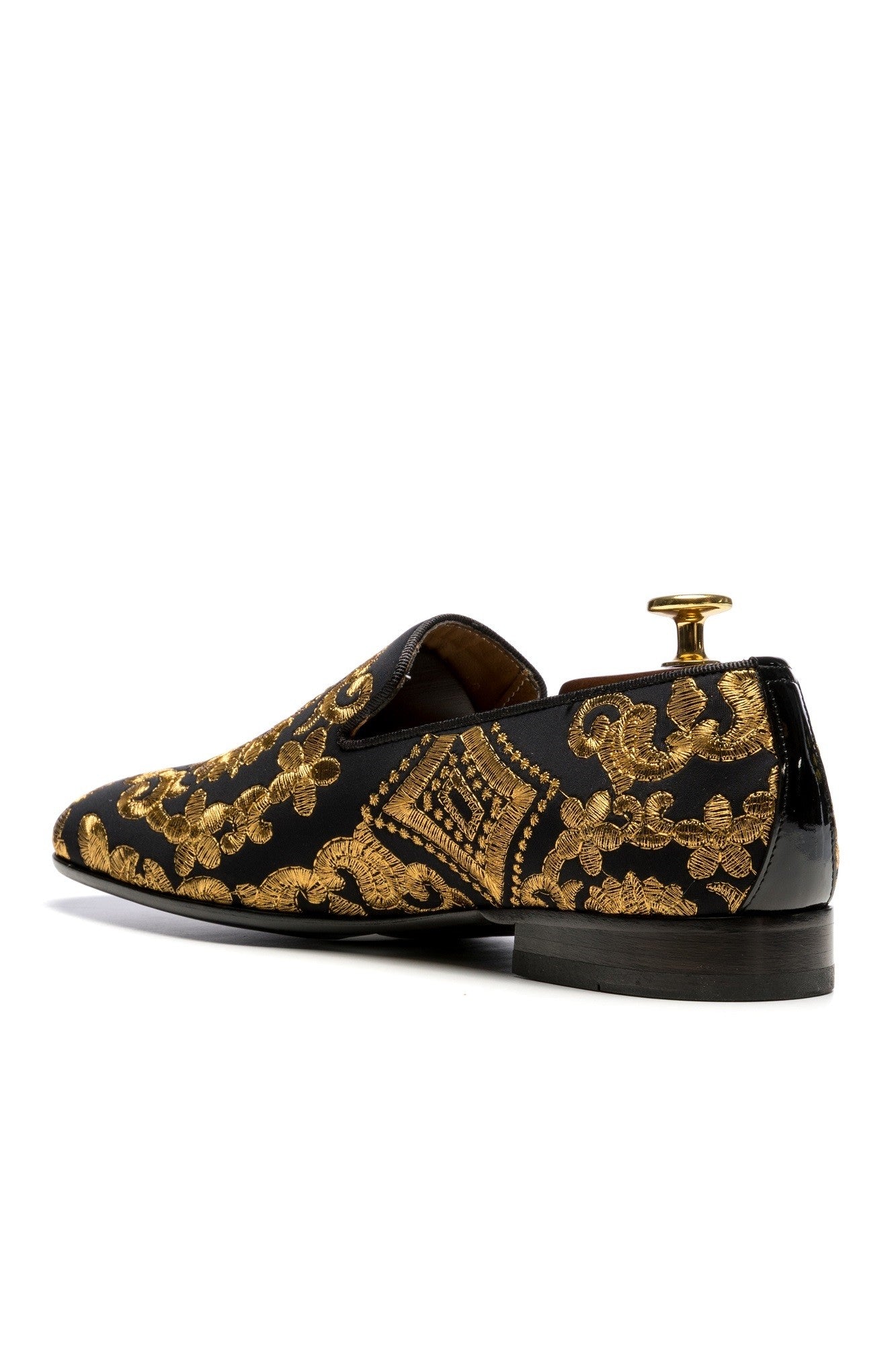 Black Shoes With Gold Embroidery