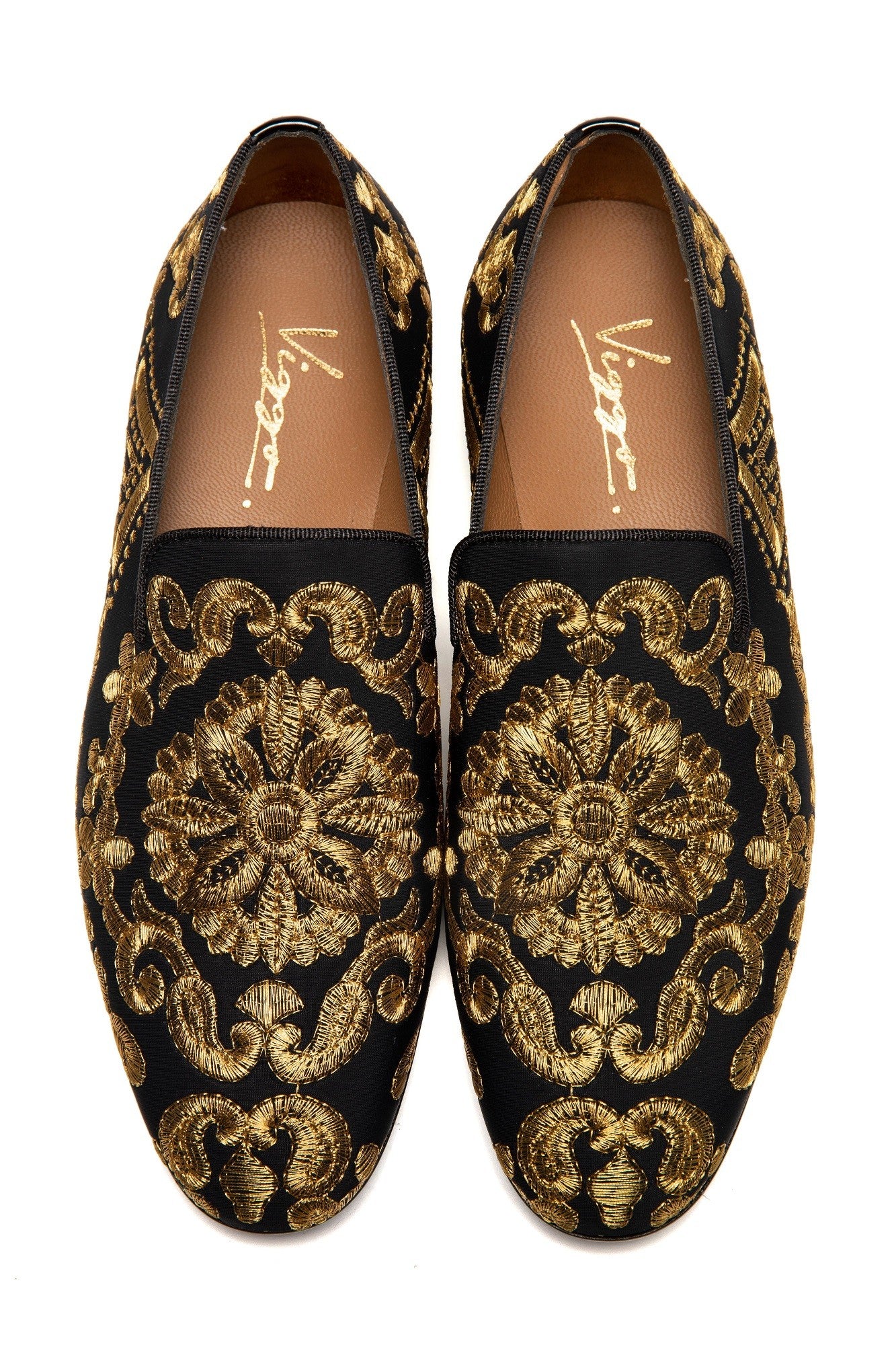 Black Shoes With Gold Embroidery