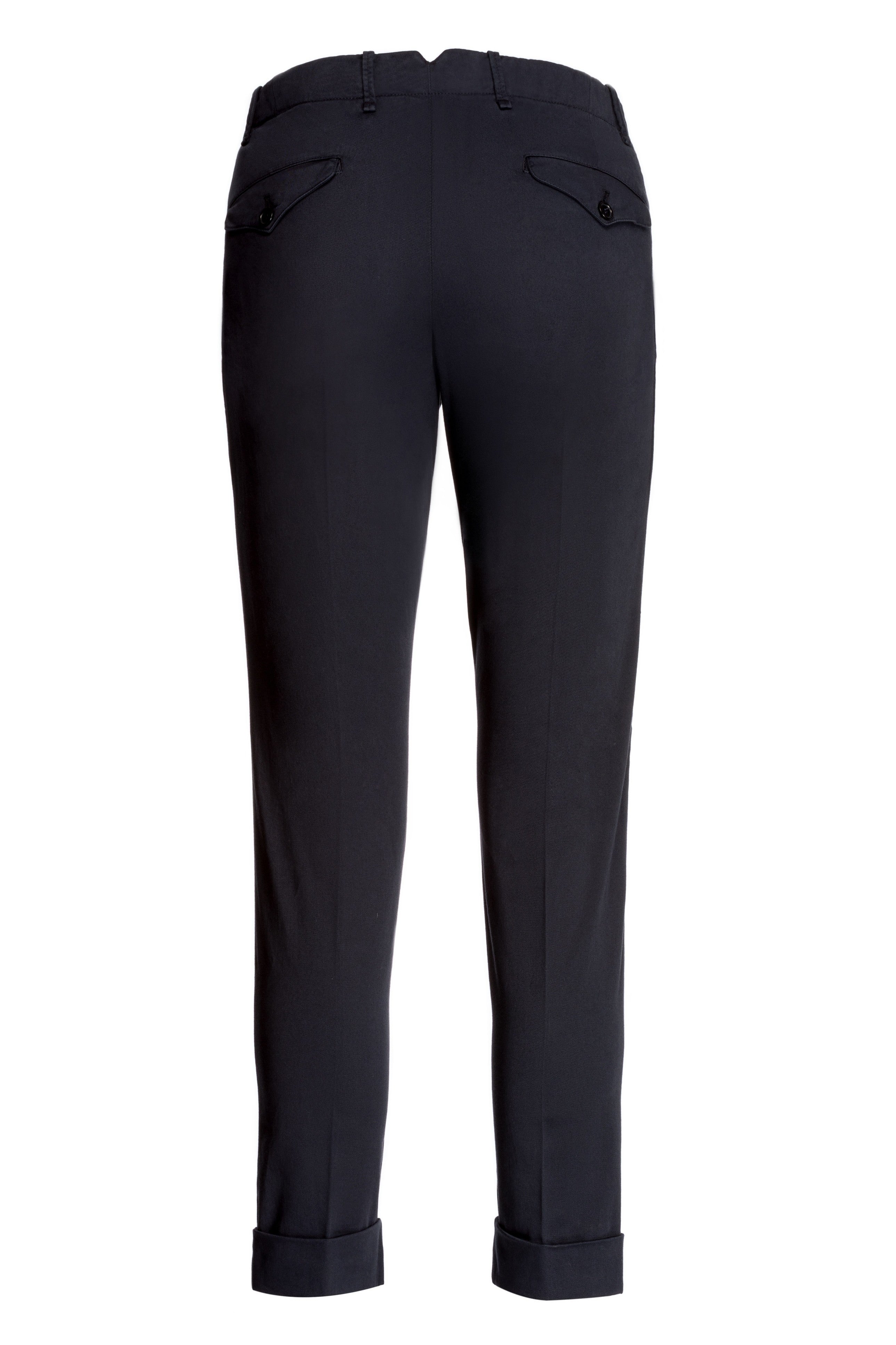 Pantaloni Blu Navy Con Pieghe