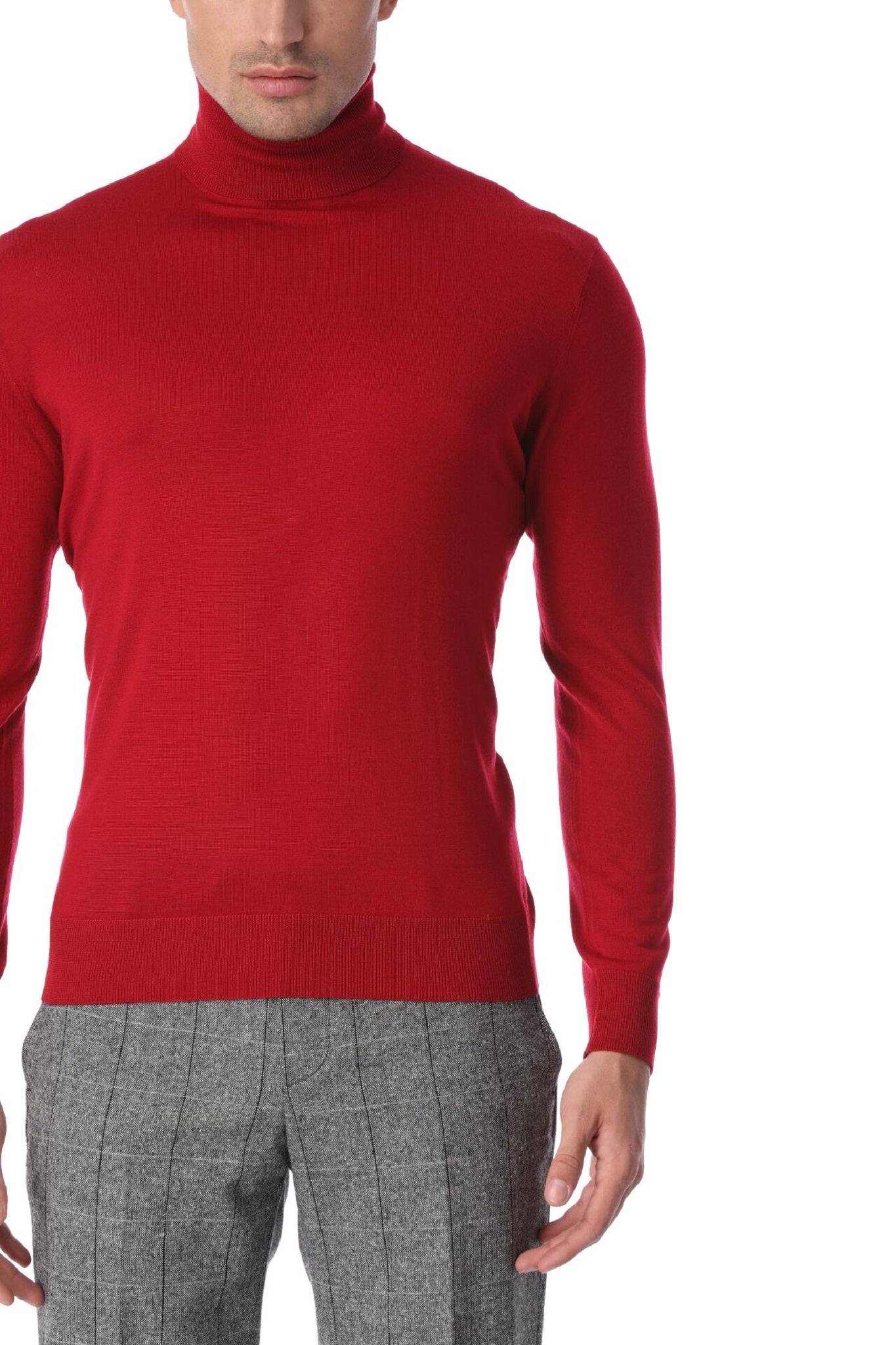 Red Merino Wool Neck Blouse