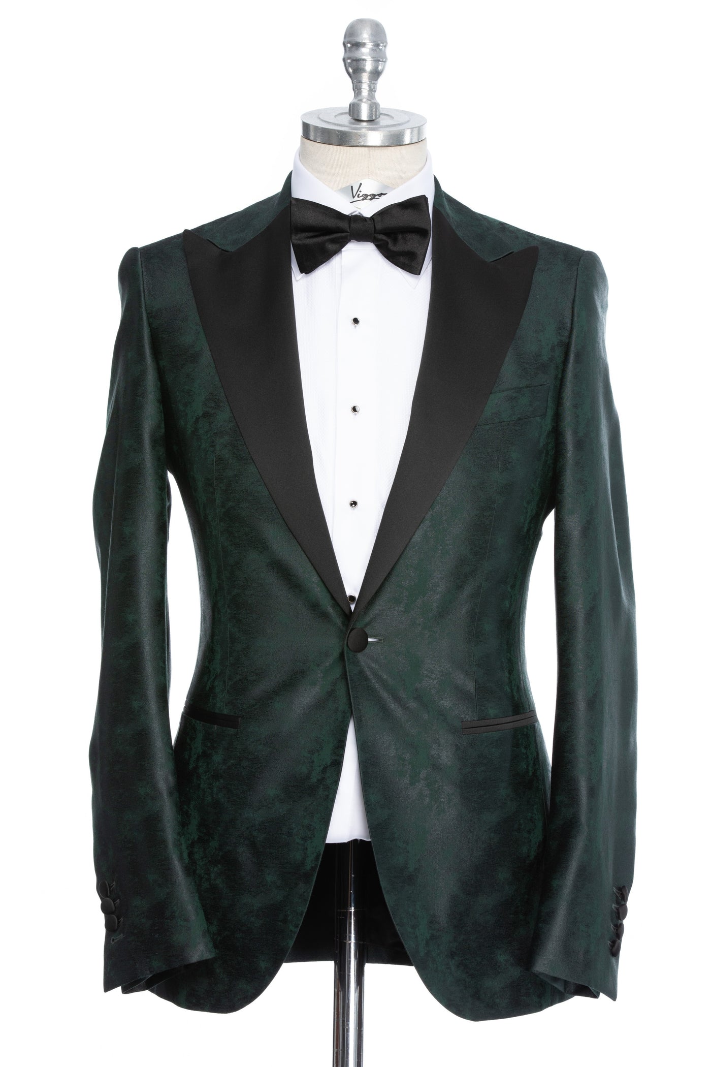 Green tuxedo jacket with contrasting lapel