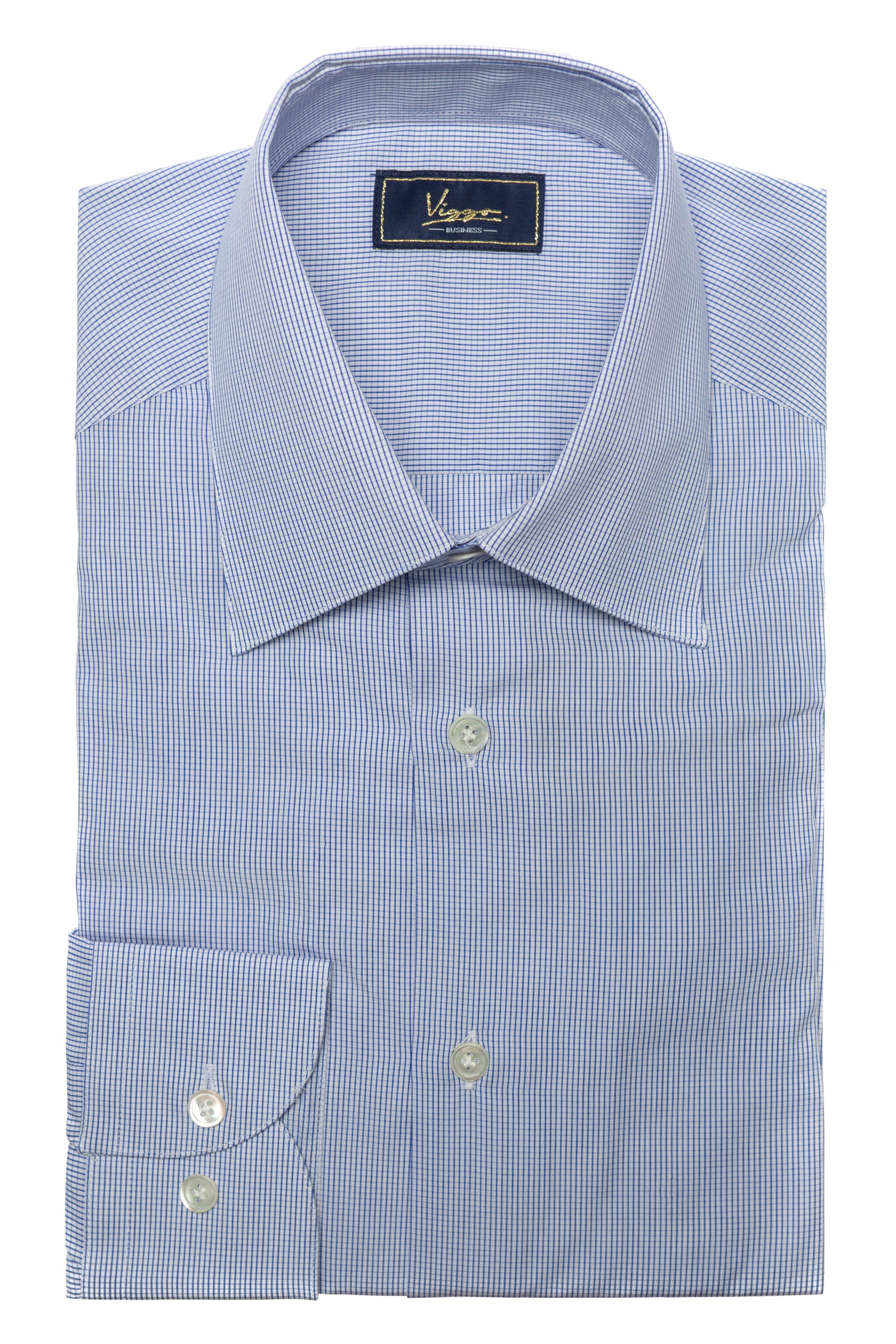 White shirt with blue squares