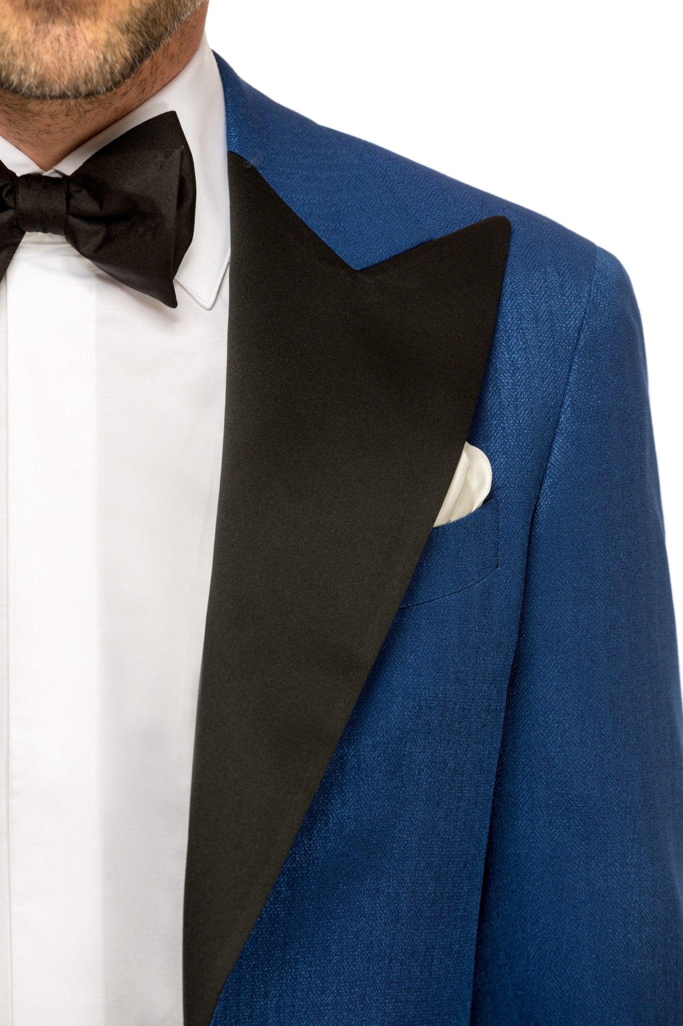 Sacou smoking albastru cu rever contrastant - Viggo