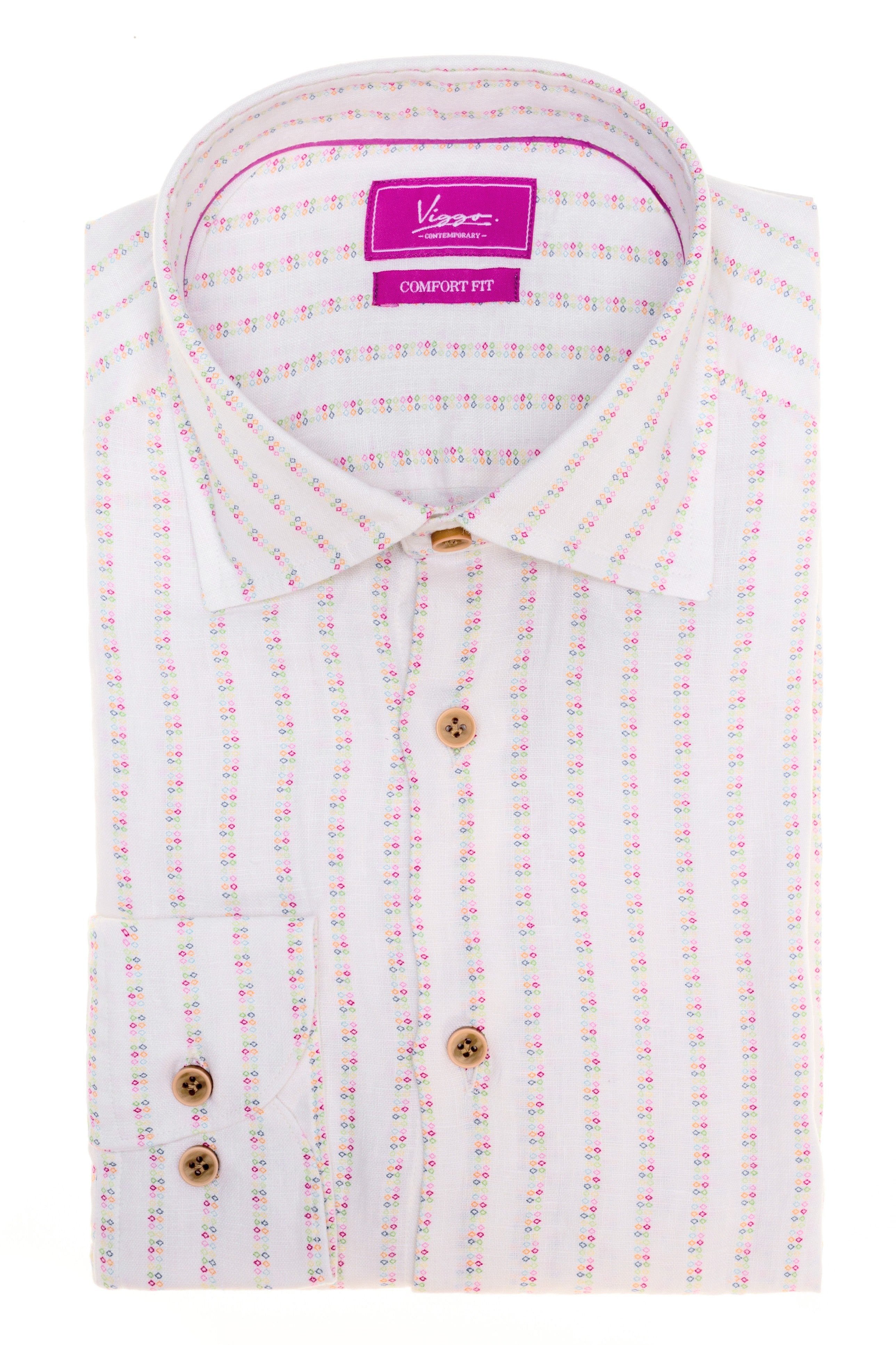 Linen Shirt With Multicolored Diamonds