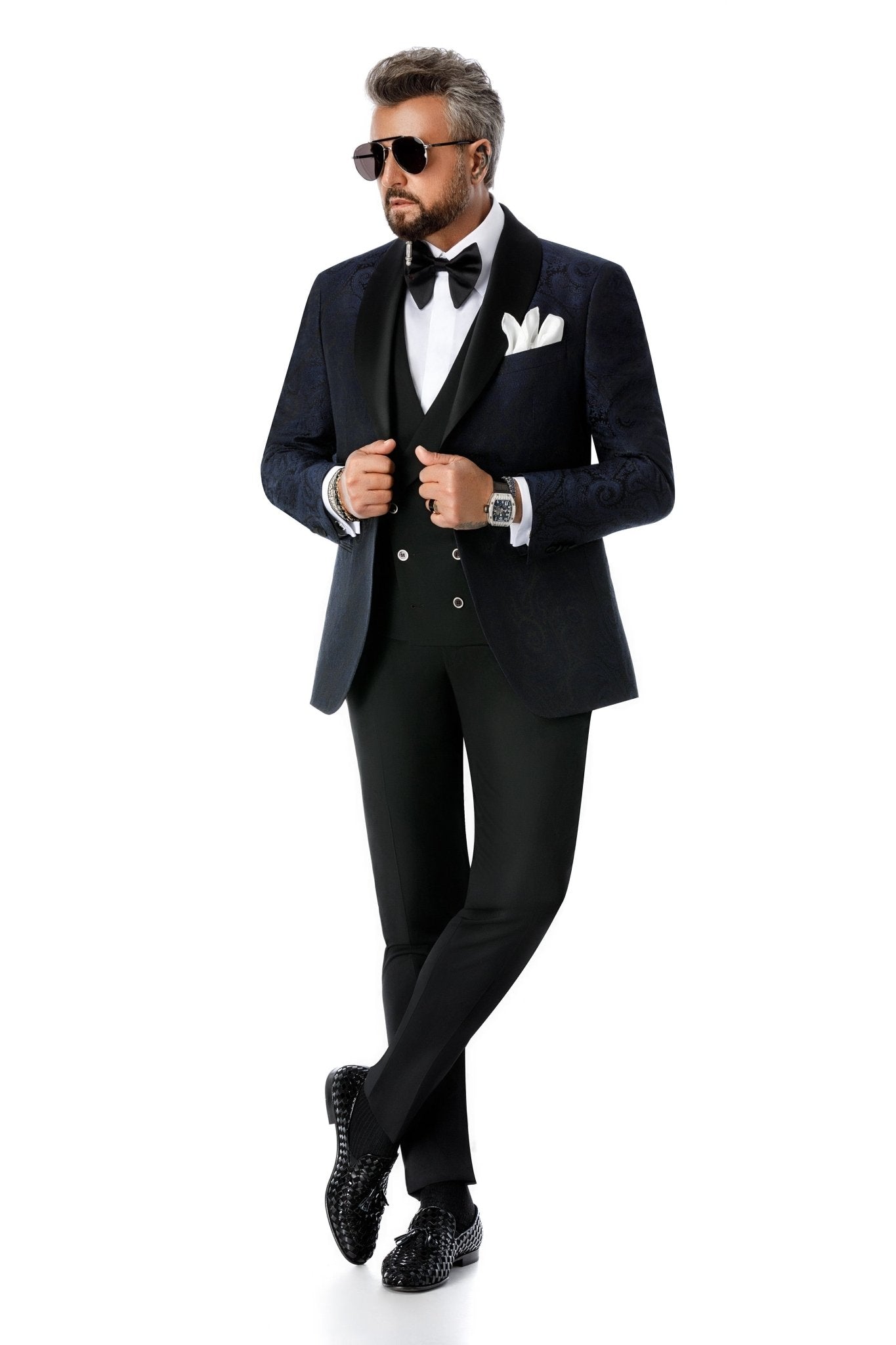 Sacou smoking paisley cu glitter fin - Viggo