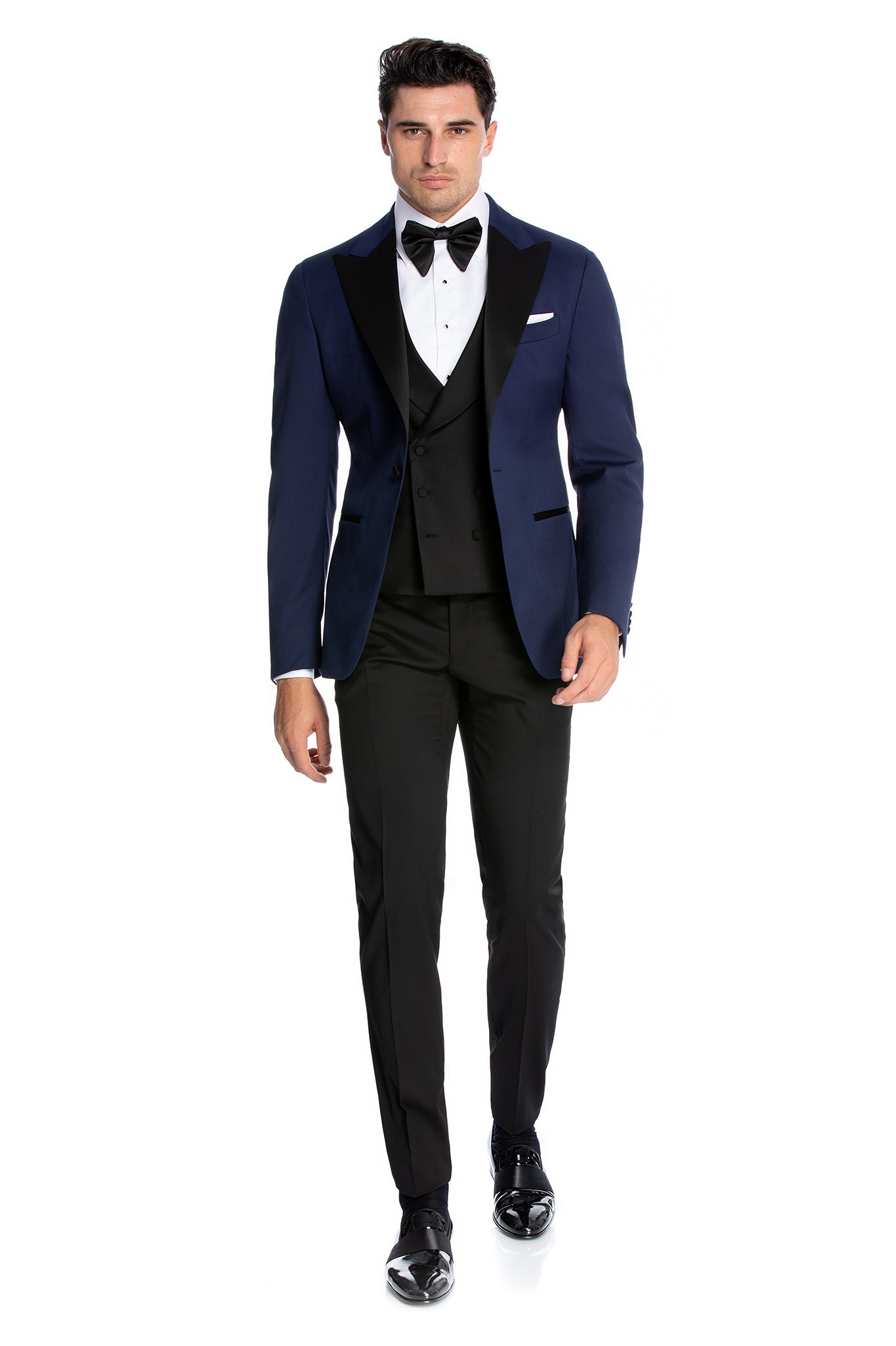 Navy tuxedo with contrasting lapel