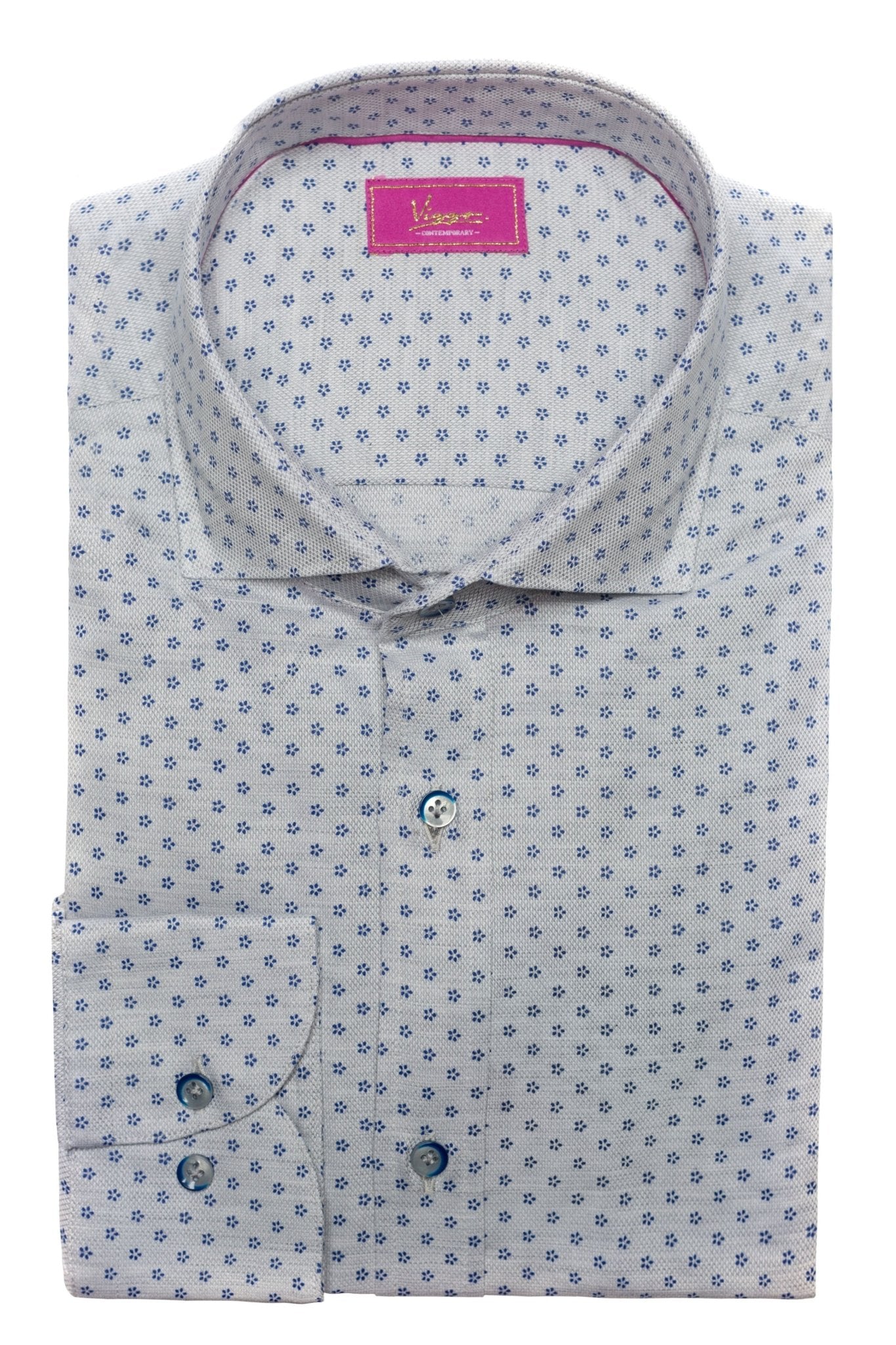 Camasa Gri Cu Floricele Albastre - Viggo