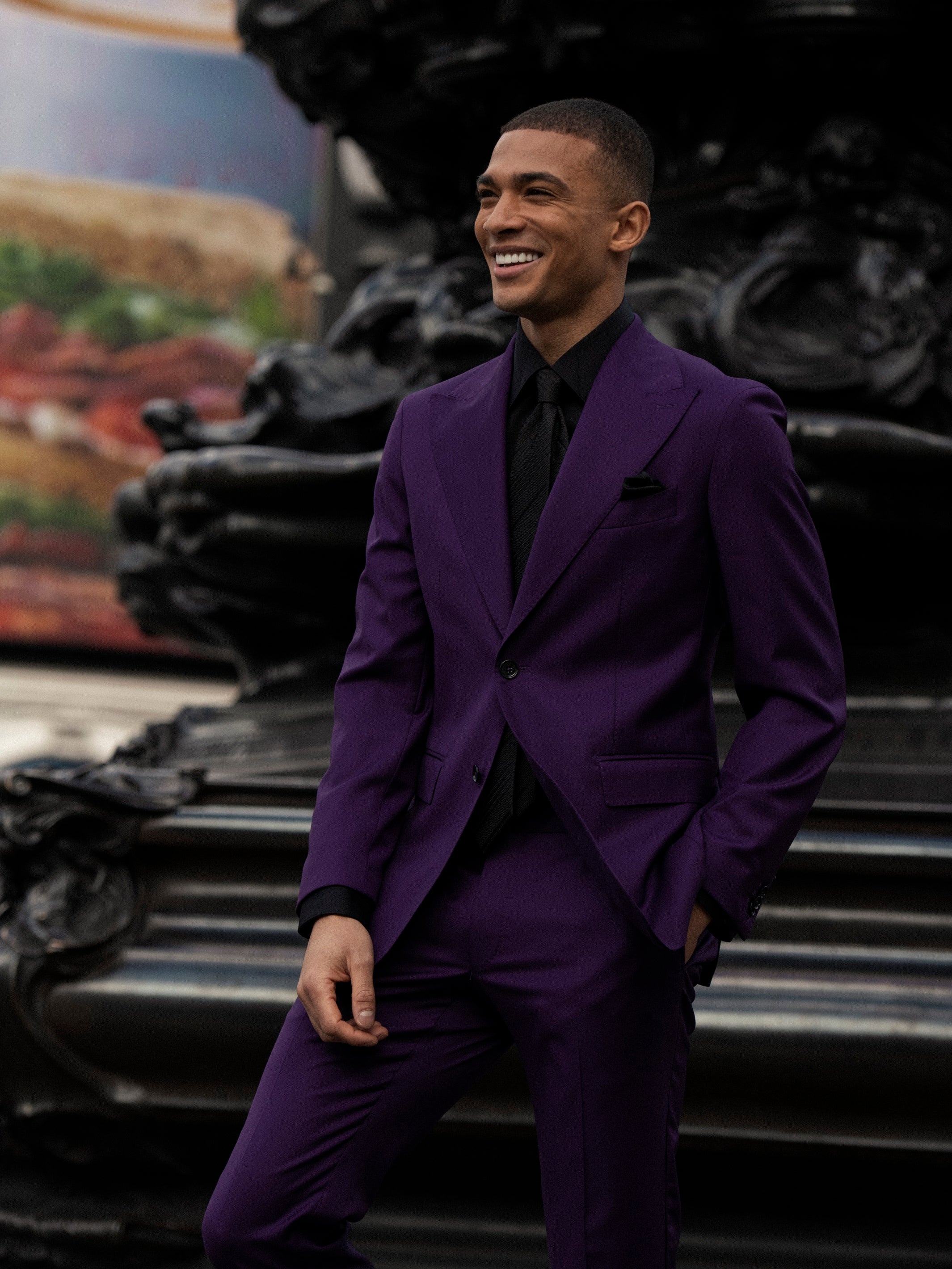 Purple two-piece suit, tailored fit