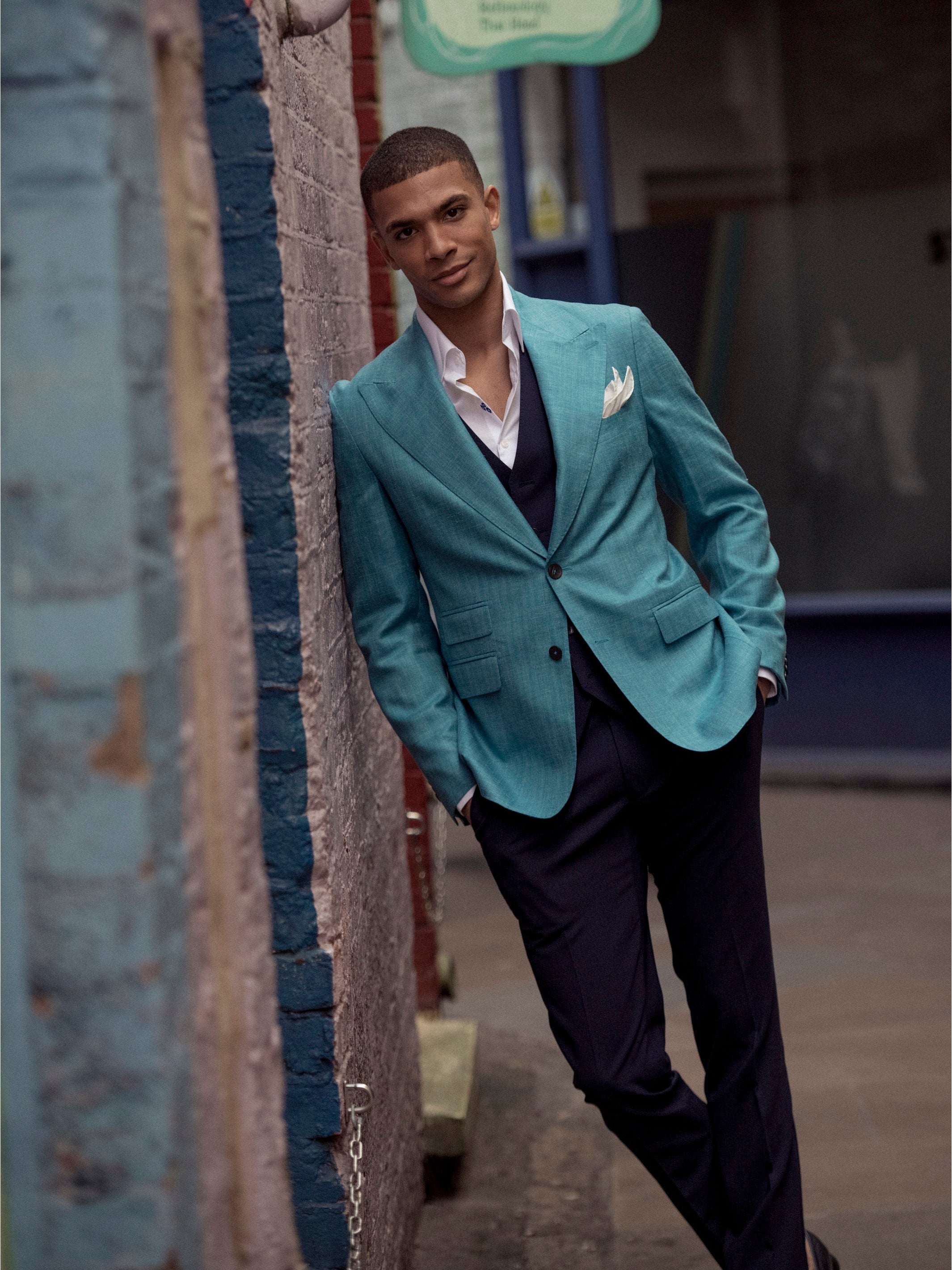 Sacou turquoise, tailored fit