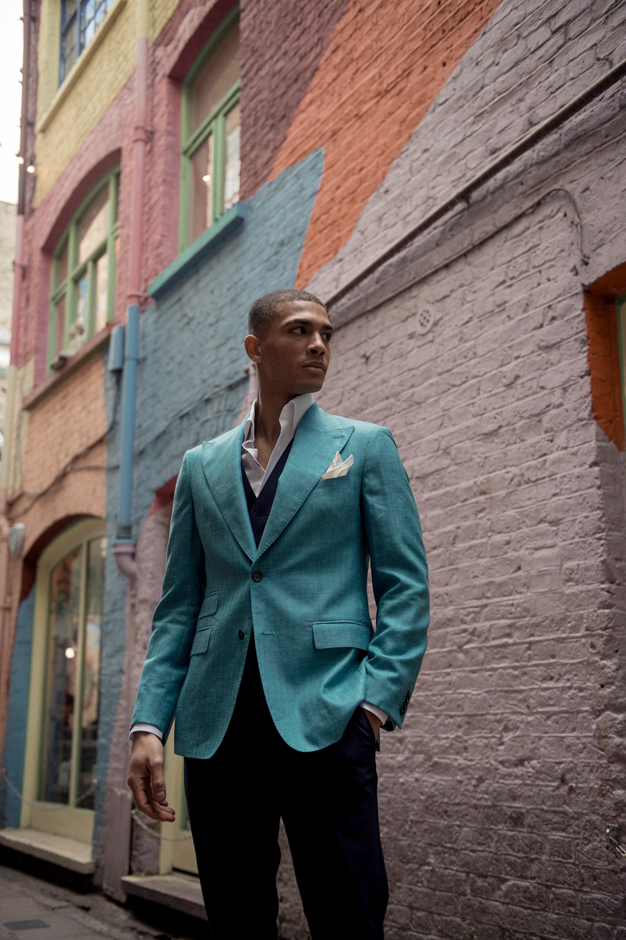 Sacou turquoise, tailored fit