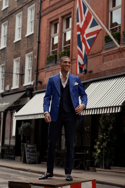 Royal blue jacket, tailored fit