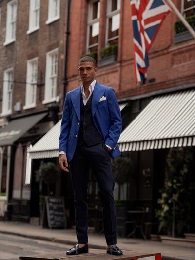 Royal blue jacket, tailored fit